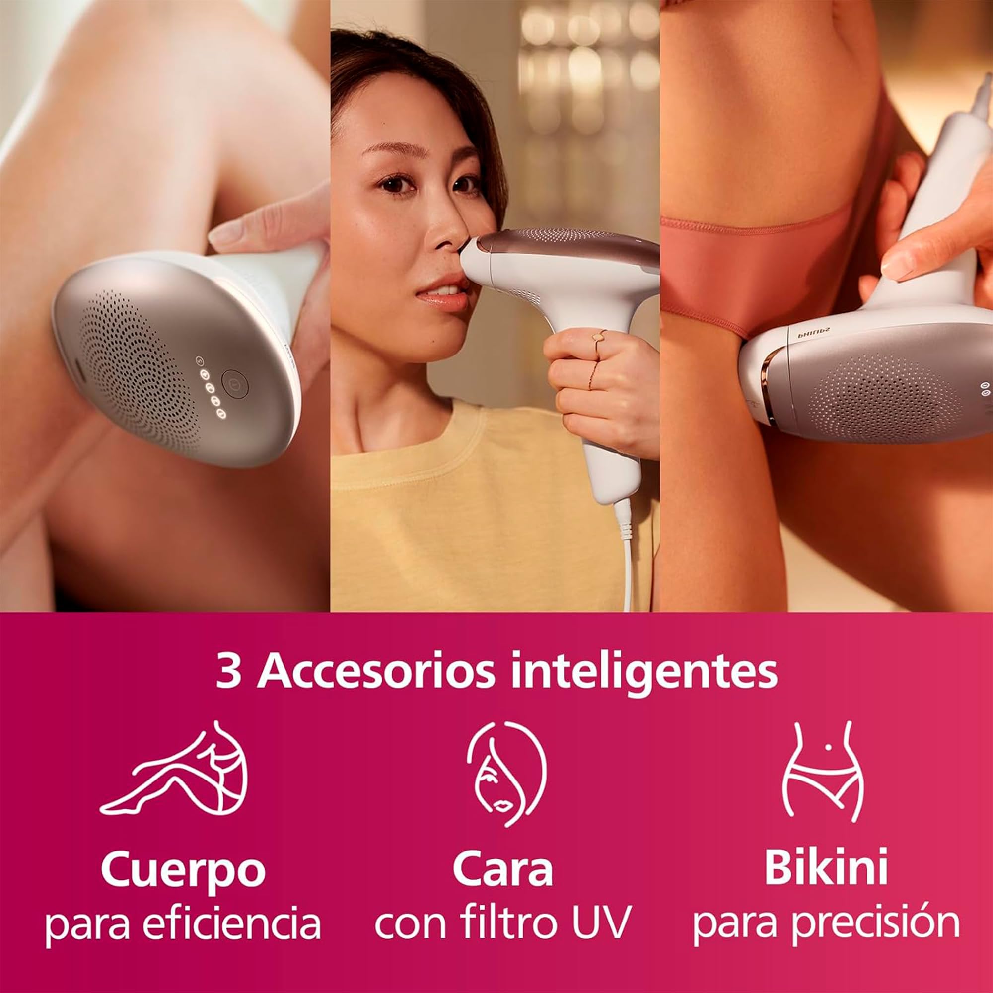 Philips Lumea Advanced Depilator IPL, przewodowy, 3 inteligentne głowice (Ciało, Bikini i Twarzy), zawiera precyzyjny trymer BRI923/50