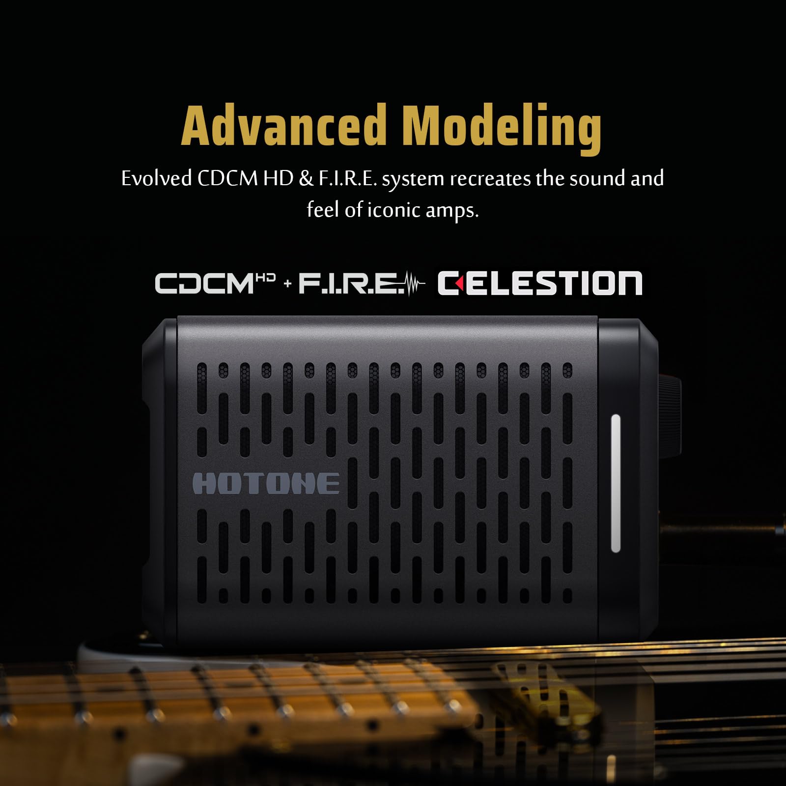 HOTONE Mini Amplificatore di Modellazione Multifunzione BT Chitarra Basso IR Cabinet con Multi FX App Mobile Pulze Mini AP-5 (Nero)