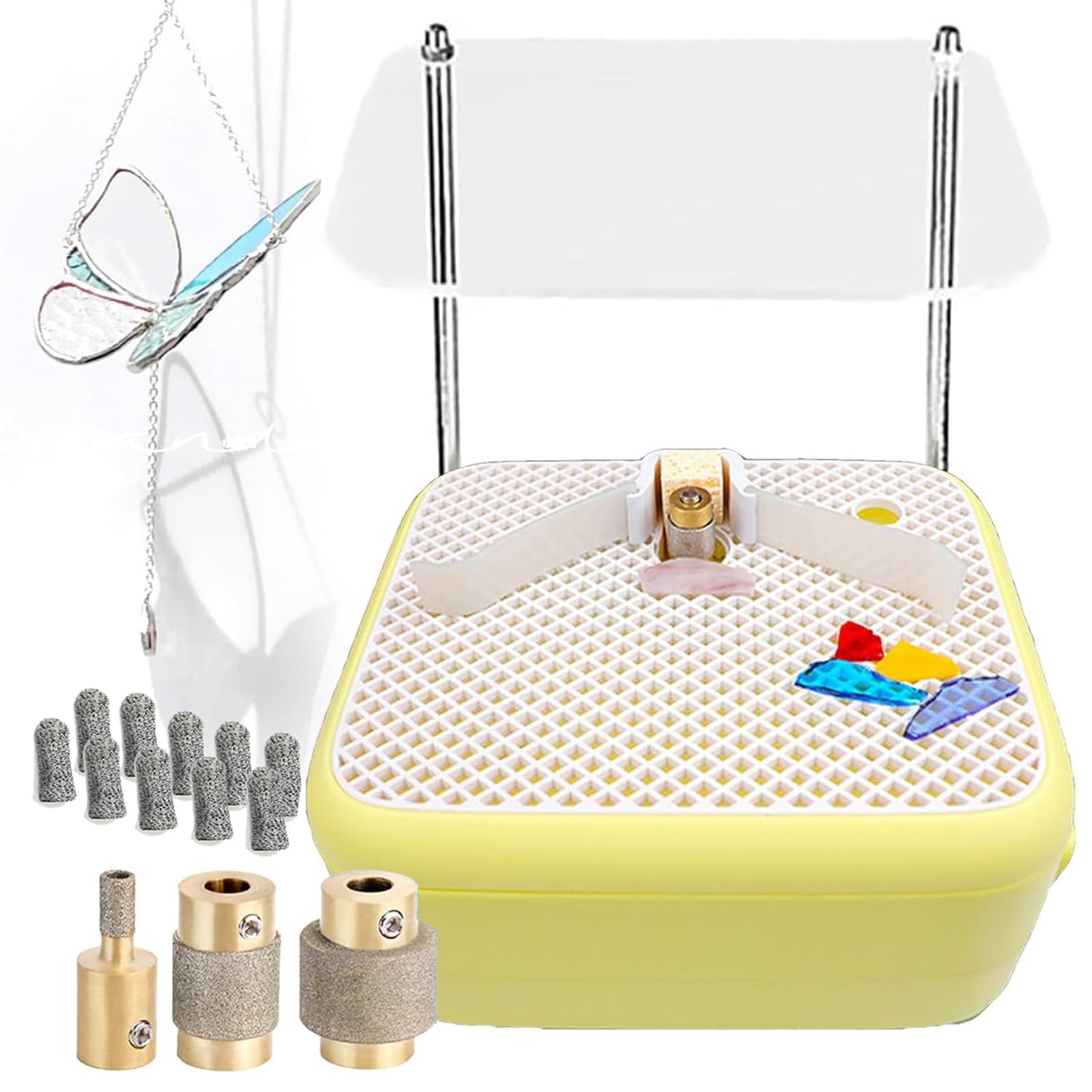 Machine de meulage du verre pour vitrail et DIY kit de démarrage avec 3 embouts et doigtiers
