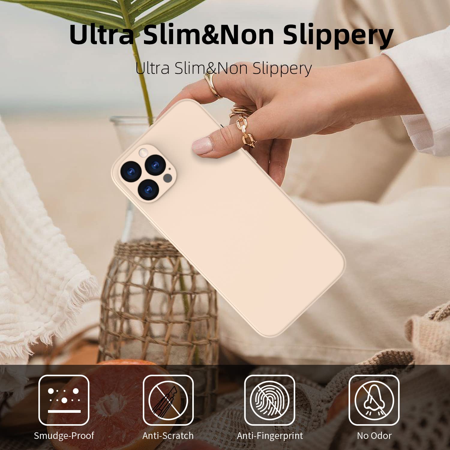 ElestBela Custodia In Silicone Per IPhone 12 Pro - Ultra Sottile, Cachi, Con Microfibra, Supporta Ricarica Wireless - 3