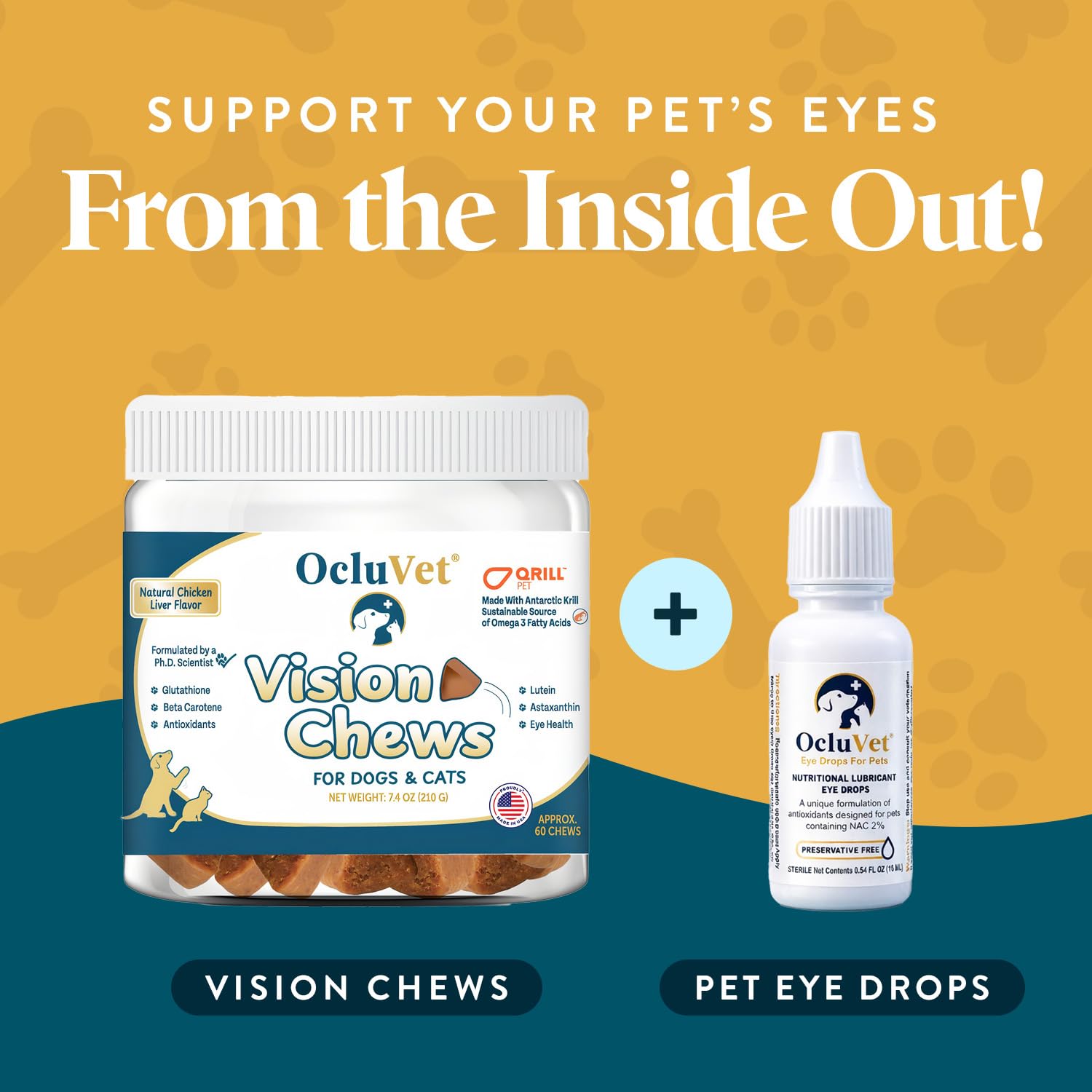 OcluVet Eye Supplement Bundle for Dogs & Cats, 60 Chews & 16 mL Drops — Amazon image 2