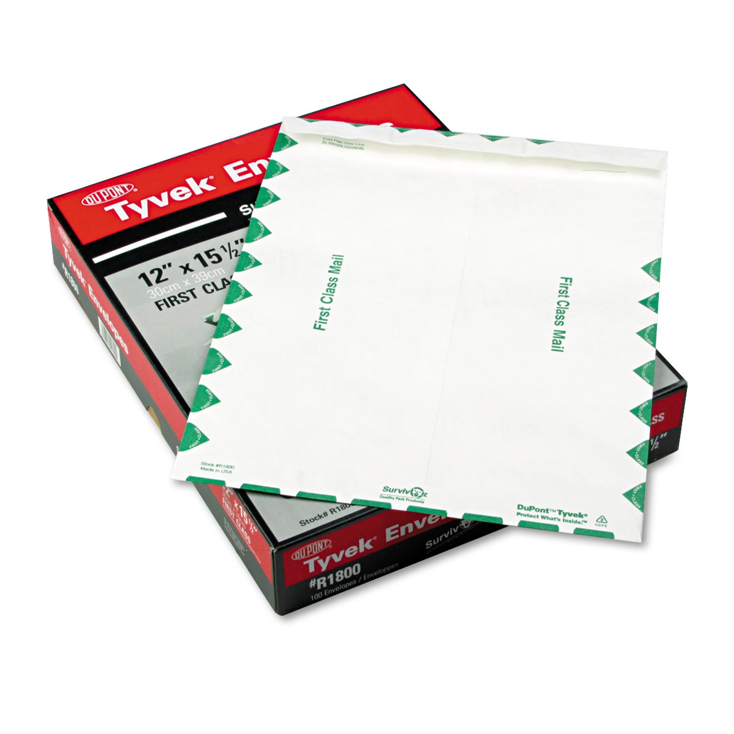 Survivor R1800 Tyvek USPS First Class Versandtasche, 30,5 x 38,1 cm, Weiß (100 Stück)
