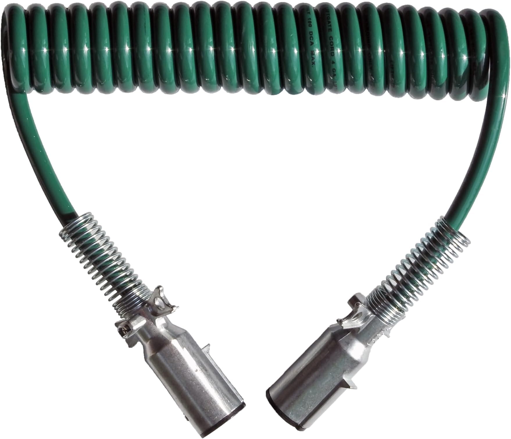 15 ft Single Pole Coiled Electric Liftgate Charging Cable with 2 x 12" Leads