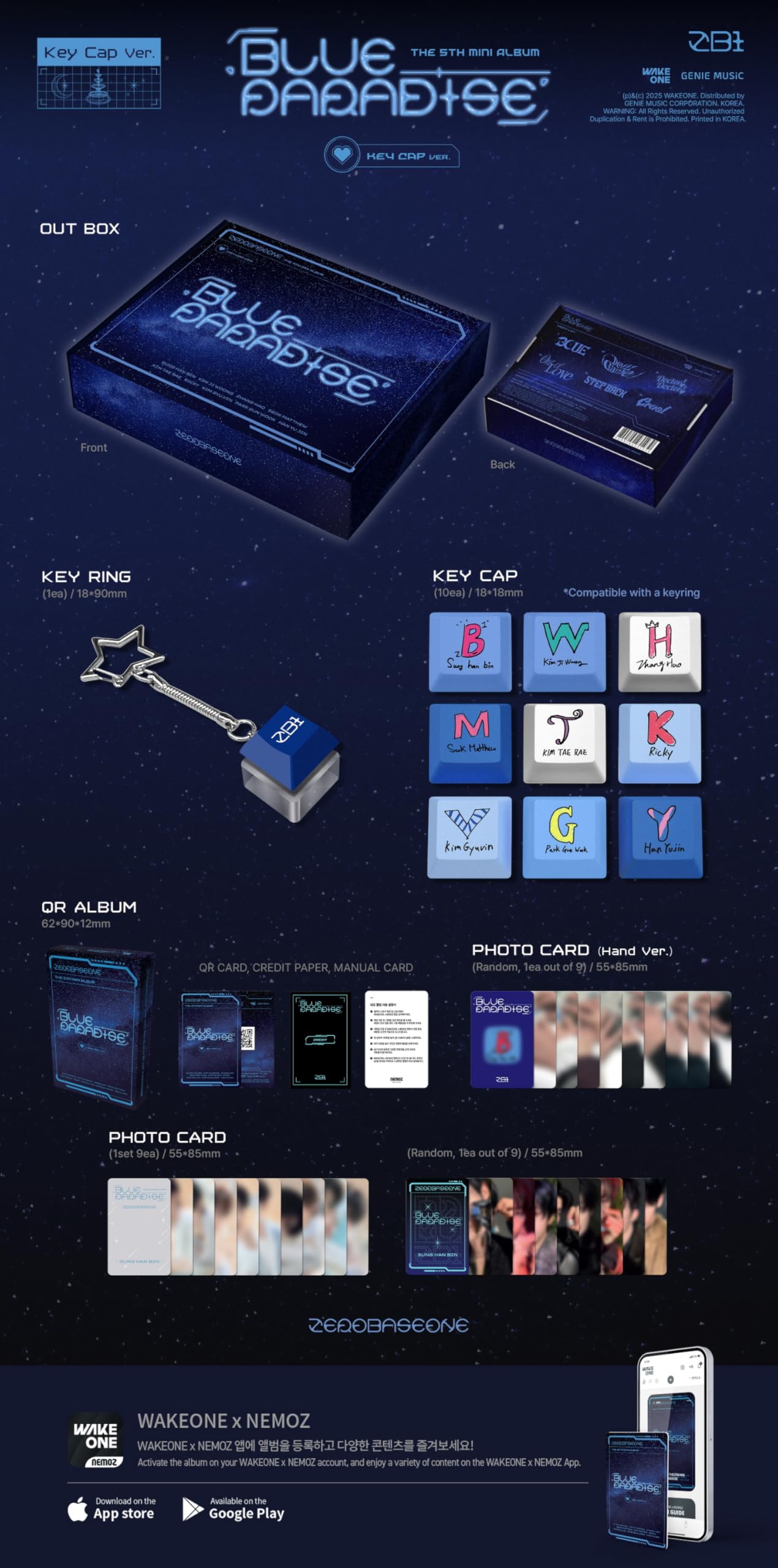 Amazon.com: ZEROBASEONE BLUE PARADISE 5th Mini Album with Tracking