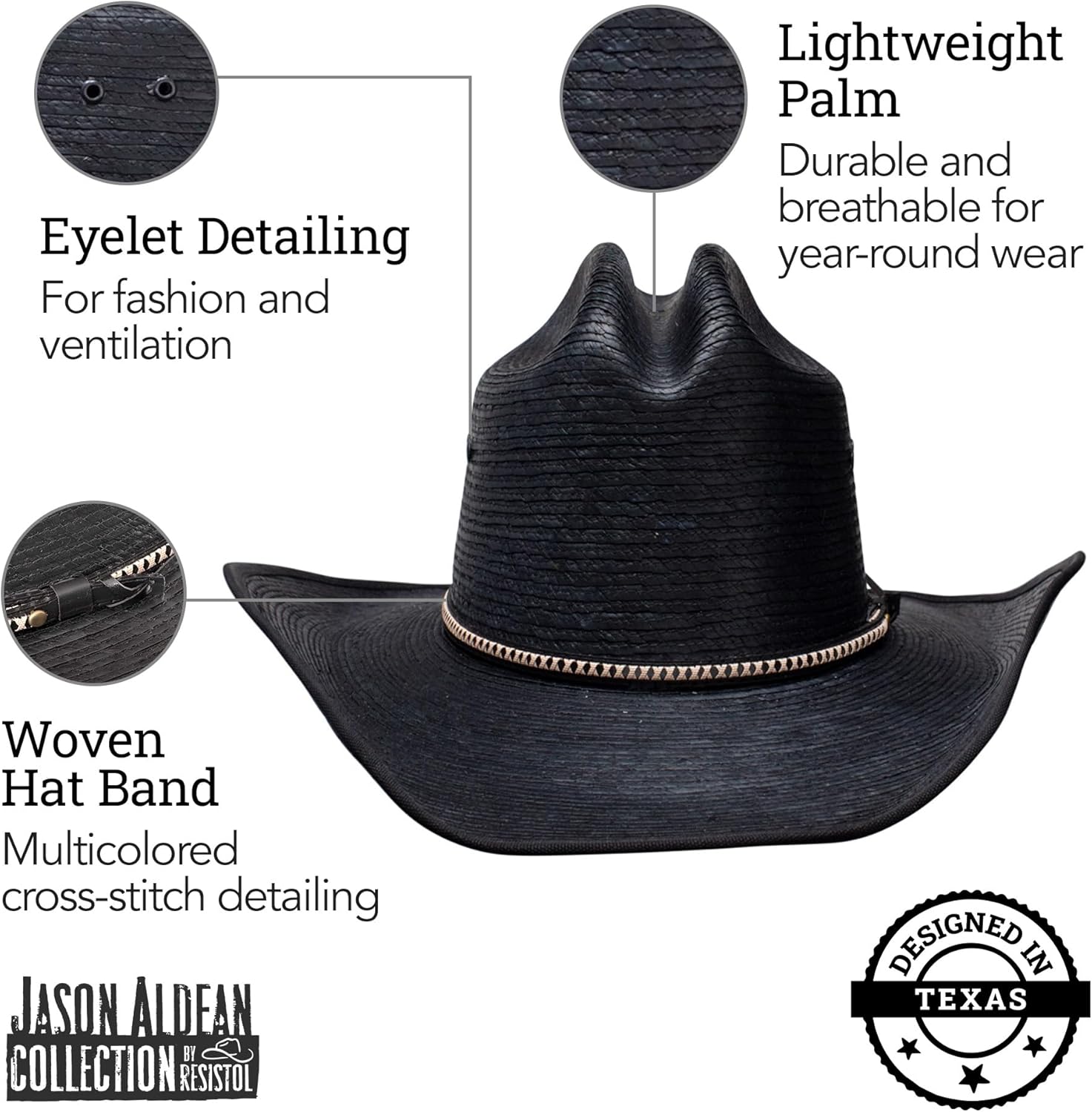 Jason Aldean Men's Asphalt Straw Cowboy Hat