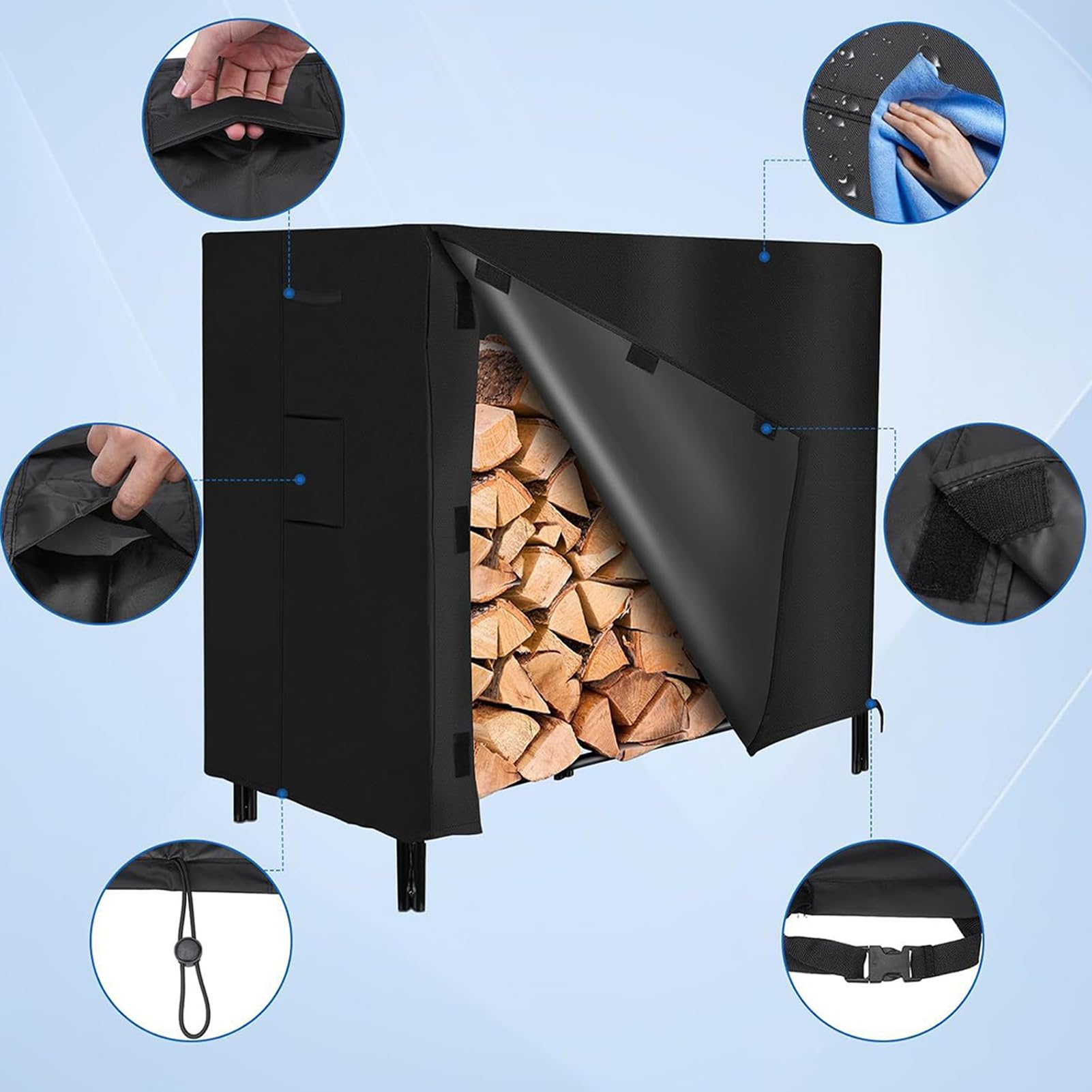 Copertura per legno di riscaldamento, impermeabile e anti-UV | per protezione dello stoccaggio della pila di legno, coperture per batterie esterne | per prato, terrazzo, giardino sul corti