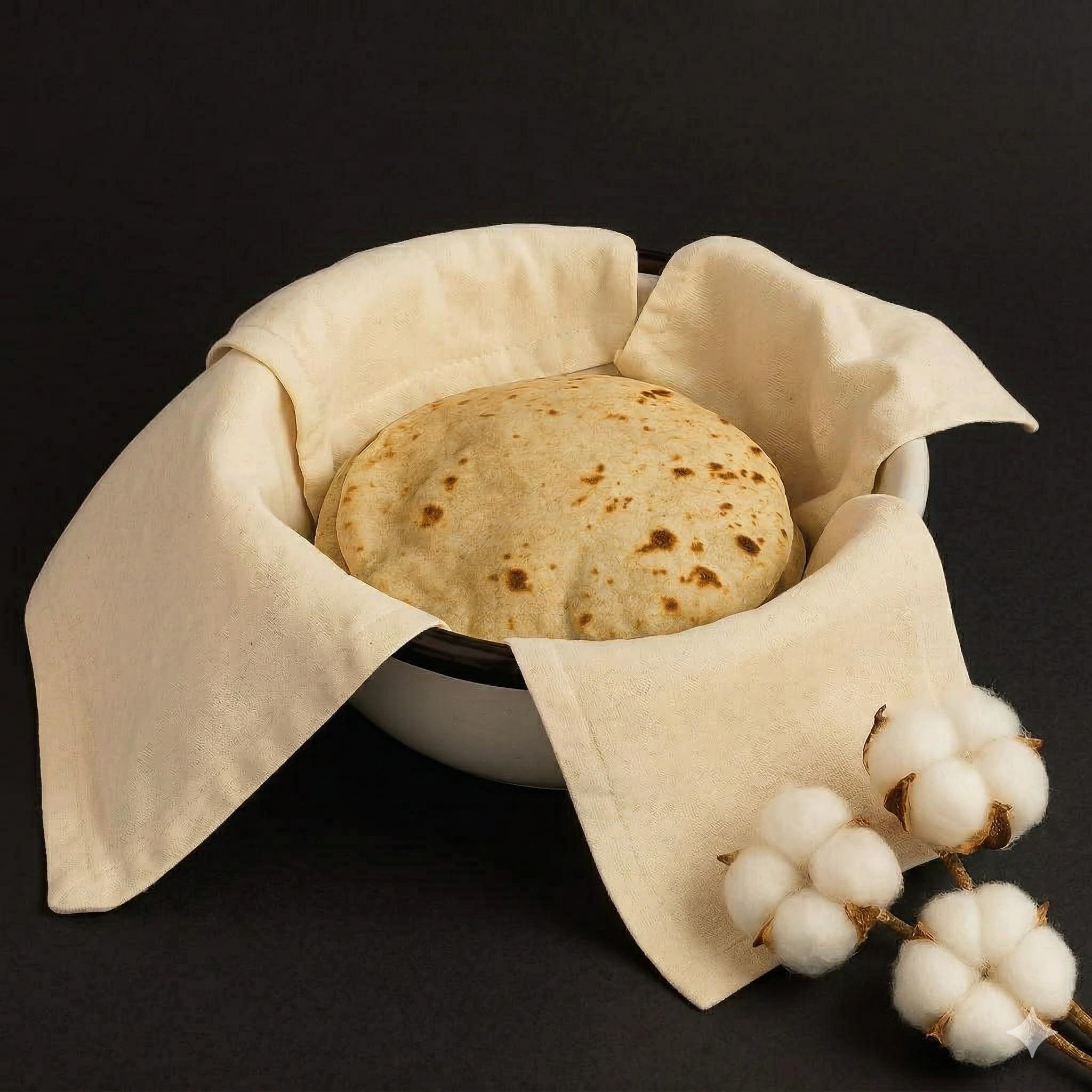 VIVUE Pack of 4 Cotton Roti Clothes Wrap with Flaps, Double Layer Premium Cover for Roti, Paratha, Phulka, Hot Case,Traditional Style Kitchen Chapati Wrap,Soft & Durable Cotton Seed Fabric for Tiffin-image-47