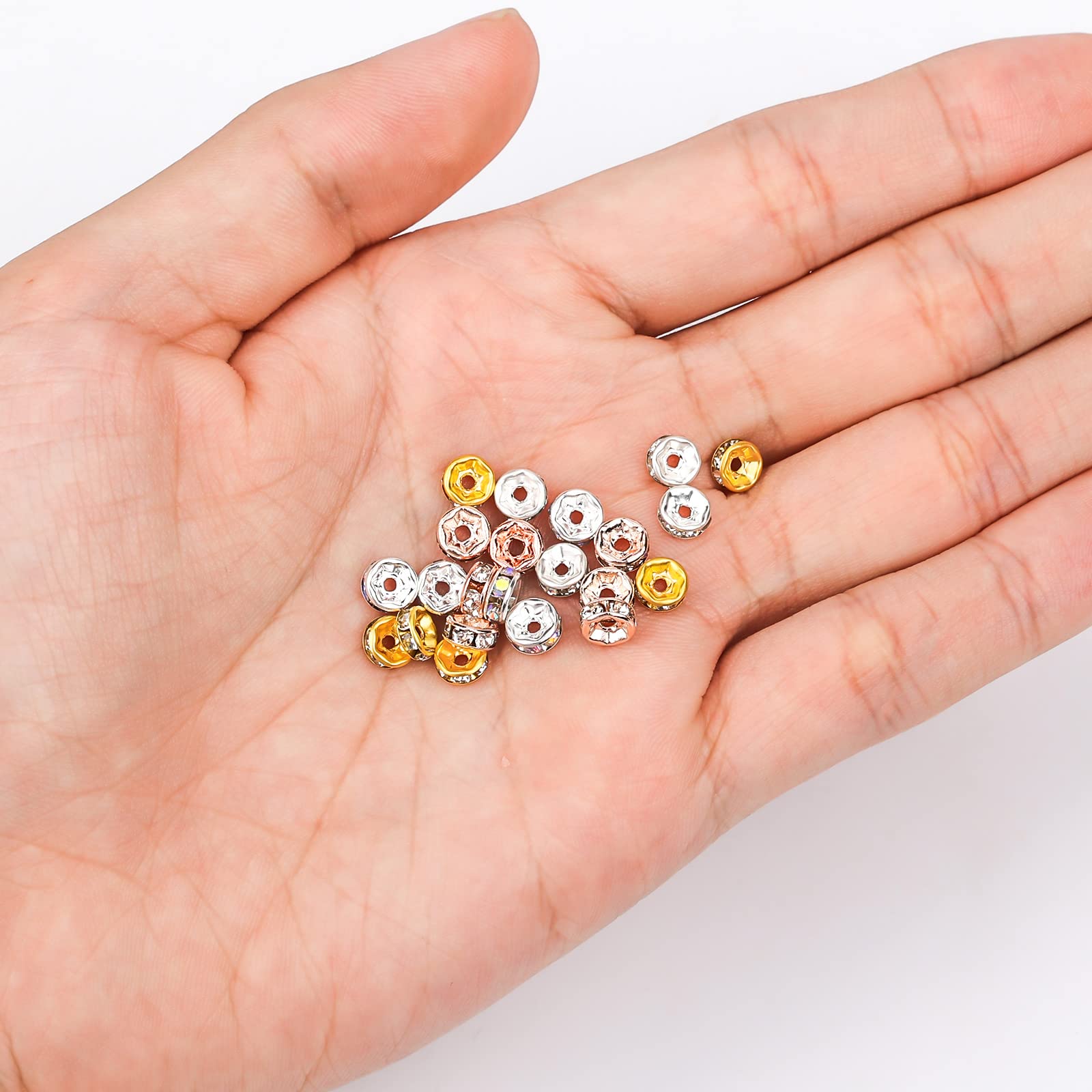 50 pz/lotto 4 6 8 10mm Strass Rondelle di Cristallo Rotondo Perline Allentate Del Distanziatore per Gioielli FAI DA TE Che Fanno Bracciale Collana Accessori mix 6mm 50 pz