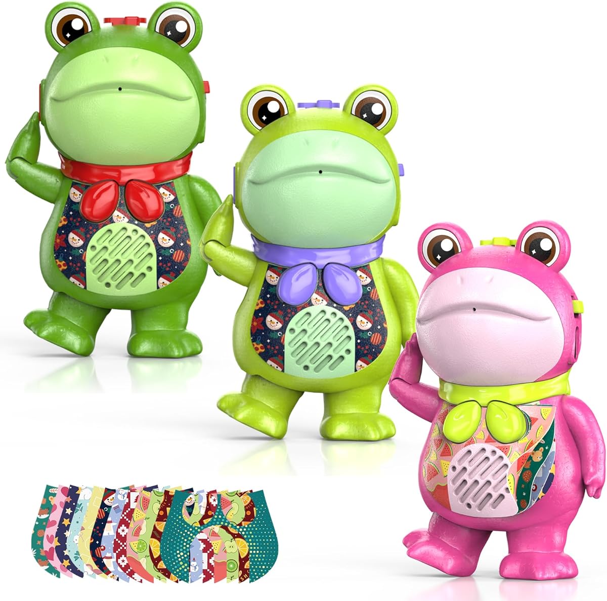 Inspireyes Toddler Playset Walkie Talkies for Kids Rechargable 3 Pack, Play Figure Saluting Frog, Indoor Outdoor Toy with Stickers, Birthday for 3 4 5 6 7 8 Year Old Girls Boys