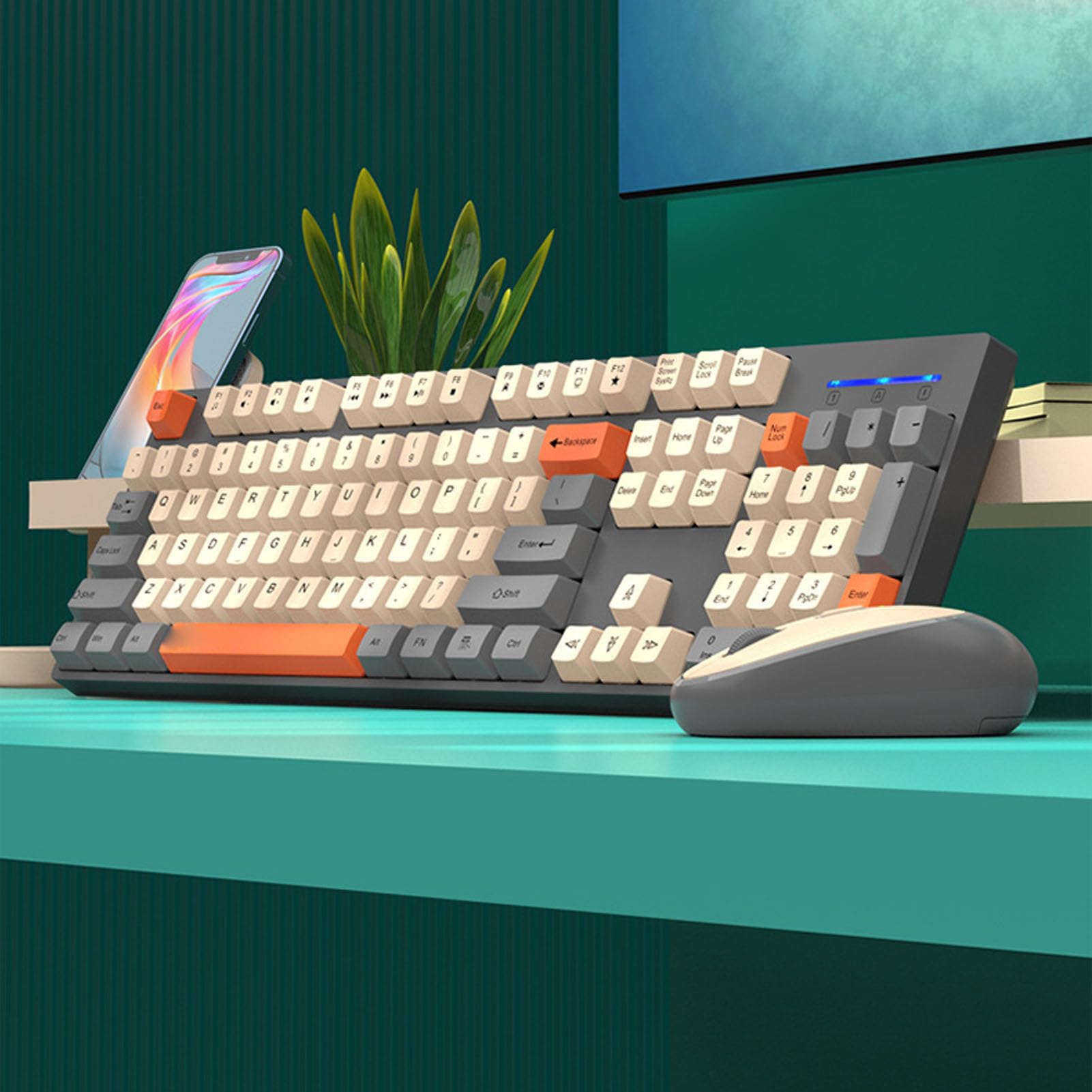 Goshyda Zestaw Bezprzewodowej Klawiatury i Myszy, Bezprzewodowy, Ergonomiczny Zestaw Klawiatury i Myszy 2,4G, do Laptopa PC (Typ 2)