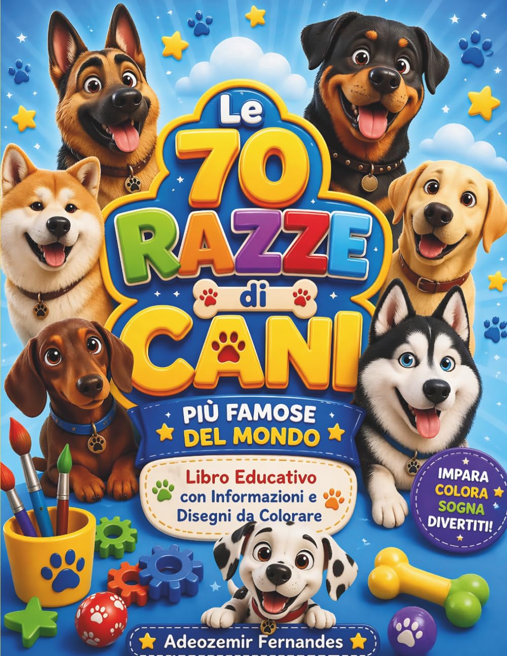 Le 70 Razze di Cani Più Famose del Mondo: Libro Educativo con Informazioni e Disegni da Colorare