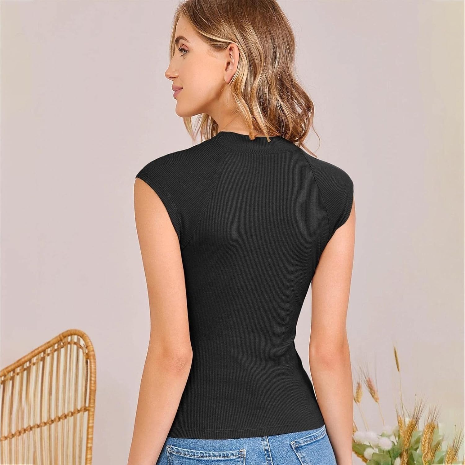 限定販売 モックネックラグランスリーブブラック ベーシック半袖スクープネッククロップトップ 黒人女性のクロップトップファッション女性のためのグラフィッククロップトップ S A Academy Torquedigital Com Br