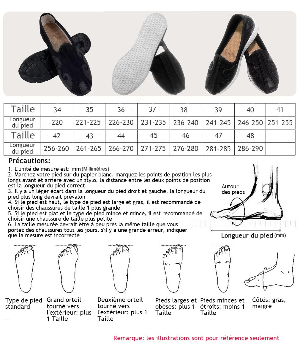 Chaussures Chinoise Tai Chi Kung Fu Arts Martiaux Shaolin Qi Gong Wing Chun