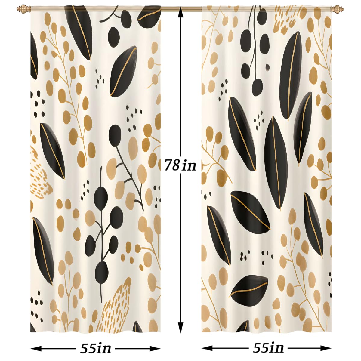 JXDXHCW Sheer Curtains 78 Inch Length 2 Panels Set, Window Drapes with Rod Pocket Beige Branches Leaves Curtains for Living Room Bedroom