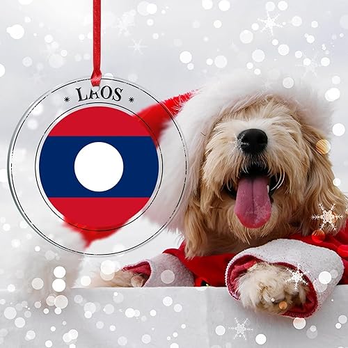 Vista 112 de Bandera nacional de Kuwait, decoración de árbol de Navidad de acrílico, adorno de recuerdo de la ciudad, adorno colgante para árbol de Navidad