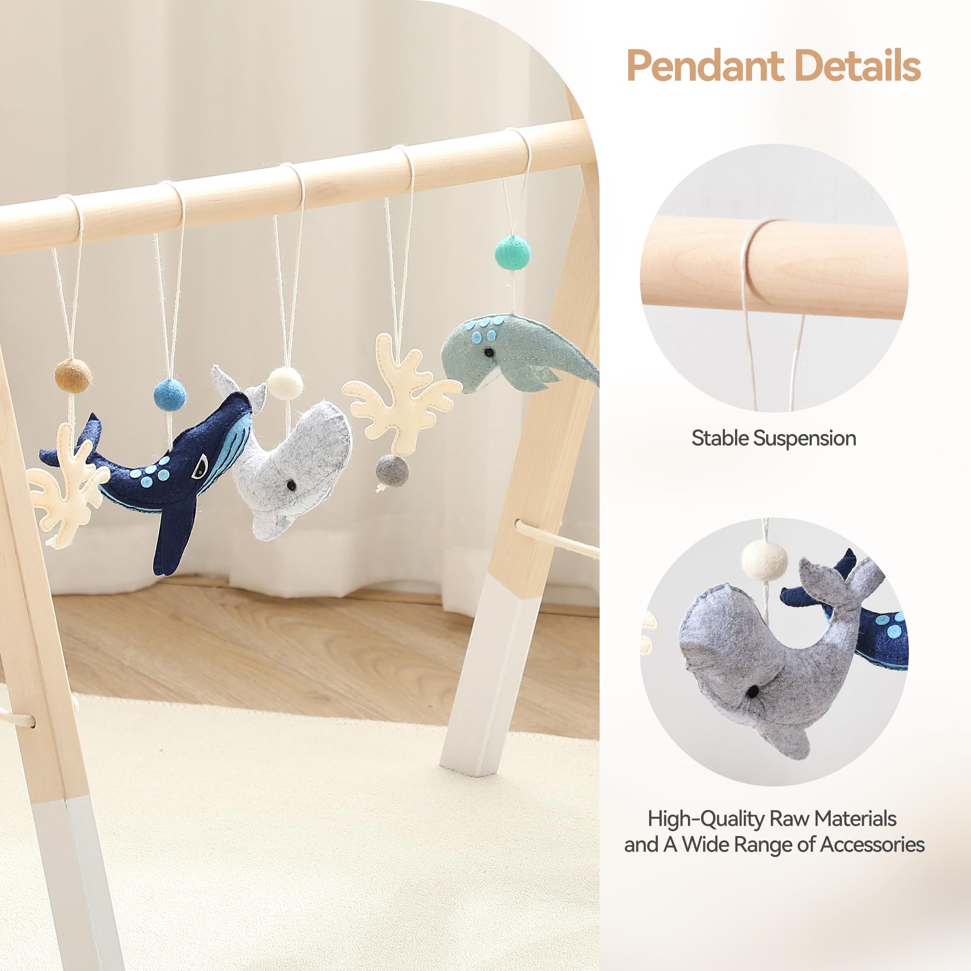 Arco Di Gioco In Legno Promise Babe Con Peluche Animali Marini - Palestrina Per Neonati, 3-6 Mesi - Foto 6