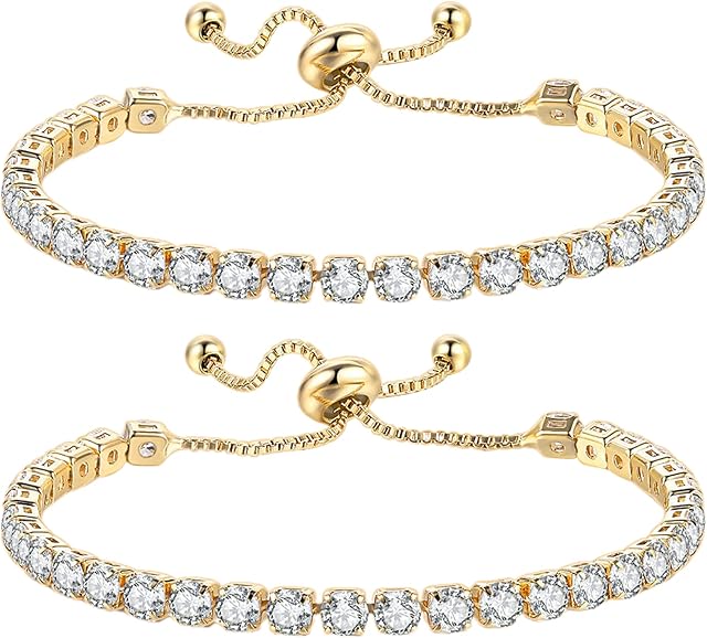 JewelryWe Tennis Bracelet Sparkling Cubic Zirconia Stainless Steel Link Chain Bracelet for Men Women, Wedding Anniversary Birthday Christmas Gift