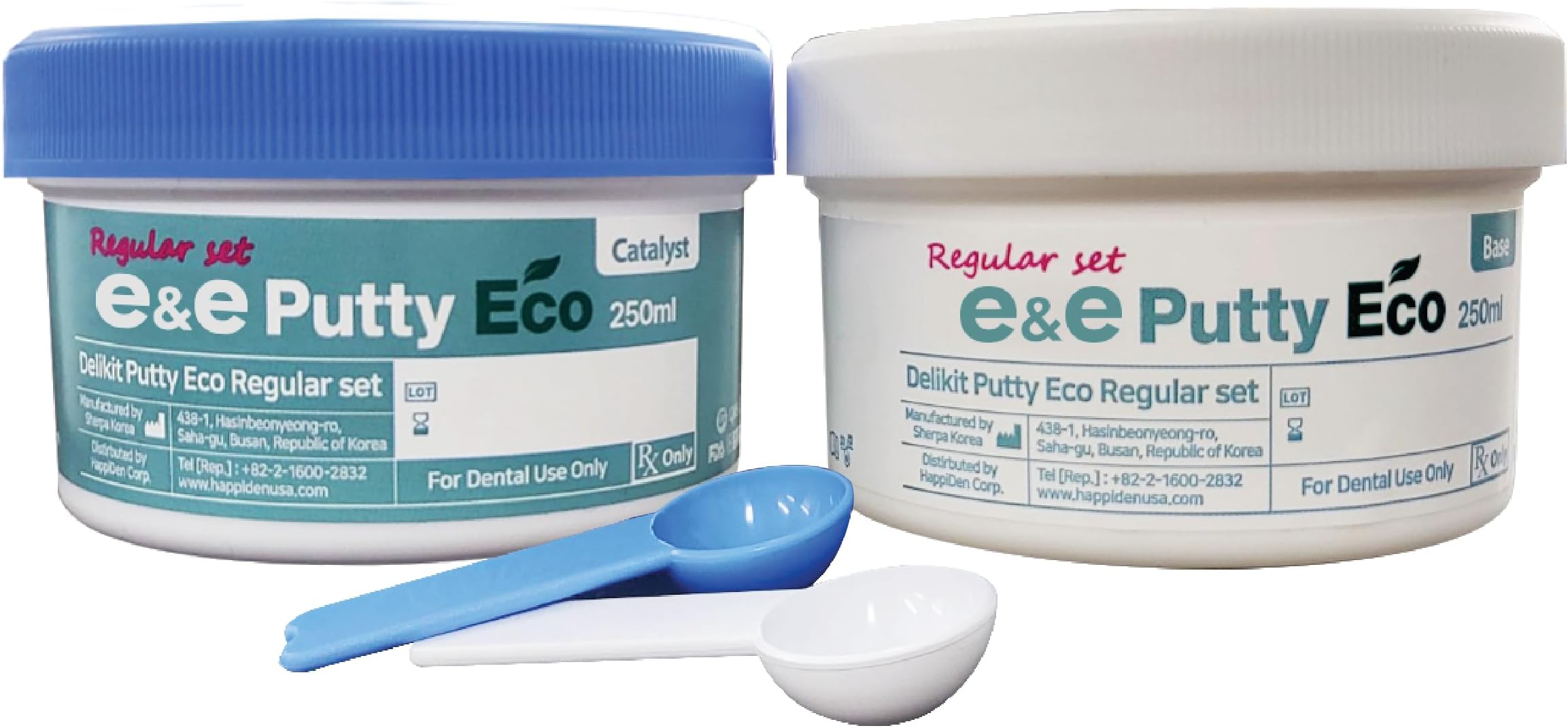E&E Dental Putty Regular Set - 1'15" : Working Time, 3'30" : Setting Time(Intra Oral Setting time), 250ml Base (1LB) + 250ml Catalyst (1LB)