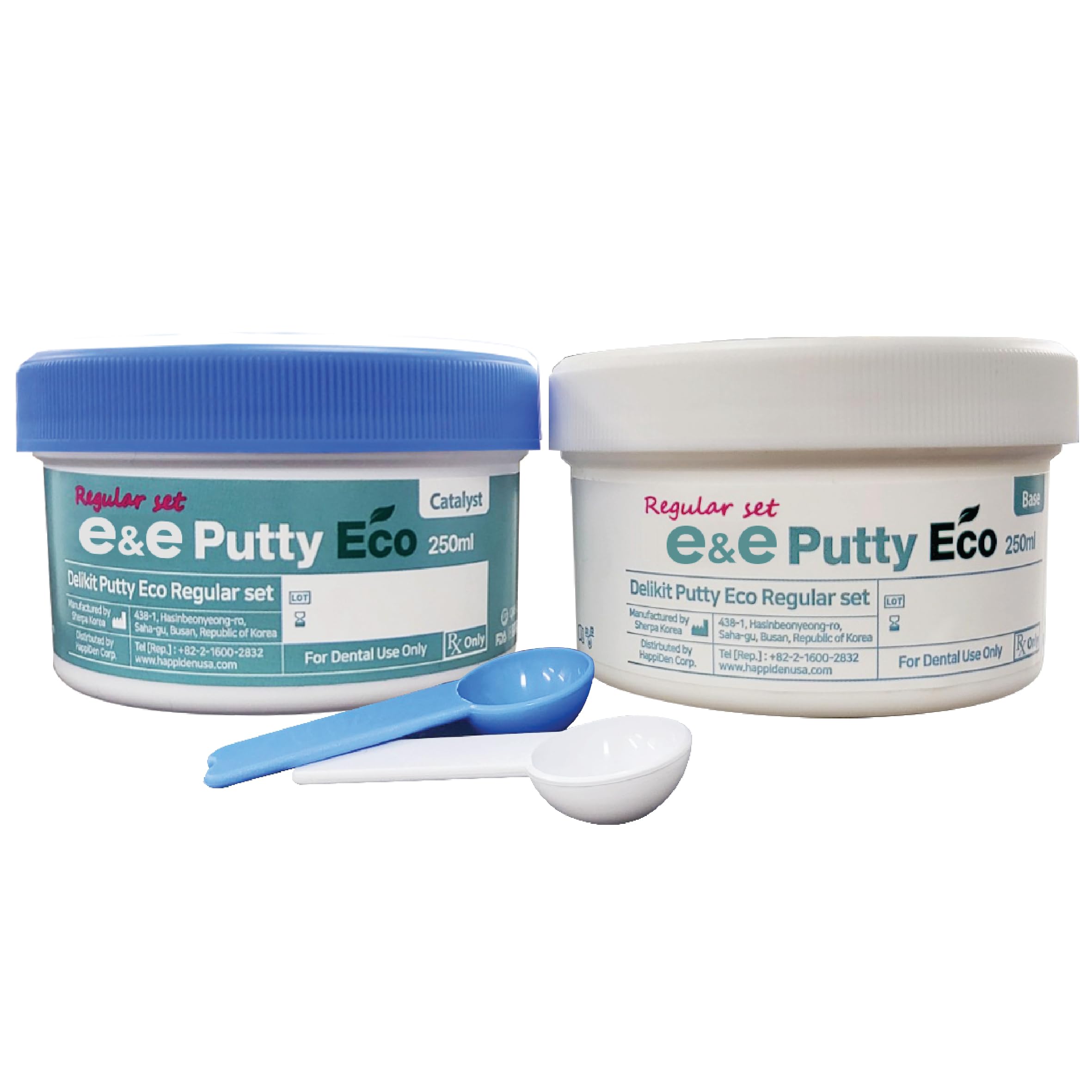 E&E Dental Putty Regular Set - 1'15" : Working Time, 3'30" : Setting Time(Intra Oral Setting time), 250ml Base (1LB) + 250ml Catalyst (1LB)