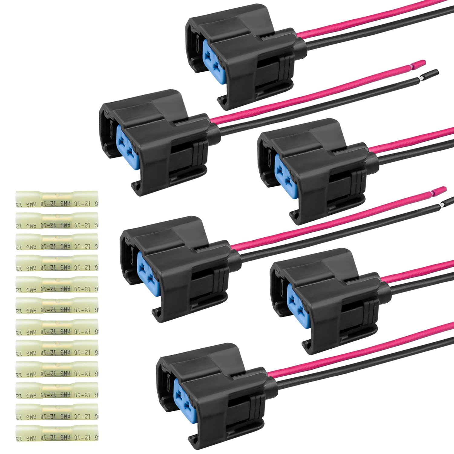2Pin Fuel Injector Connector Fit for Acura CL MDX RL TL Chevy Silverado 3500 Honda Accord Odyssey Pilot 1996-2016 Replace 89046626A, 6Pcs