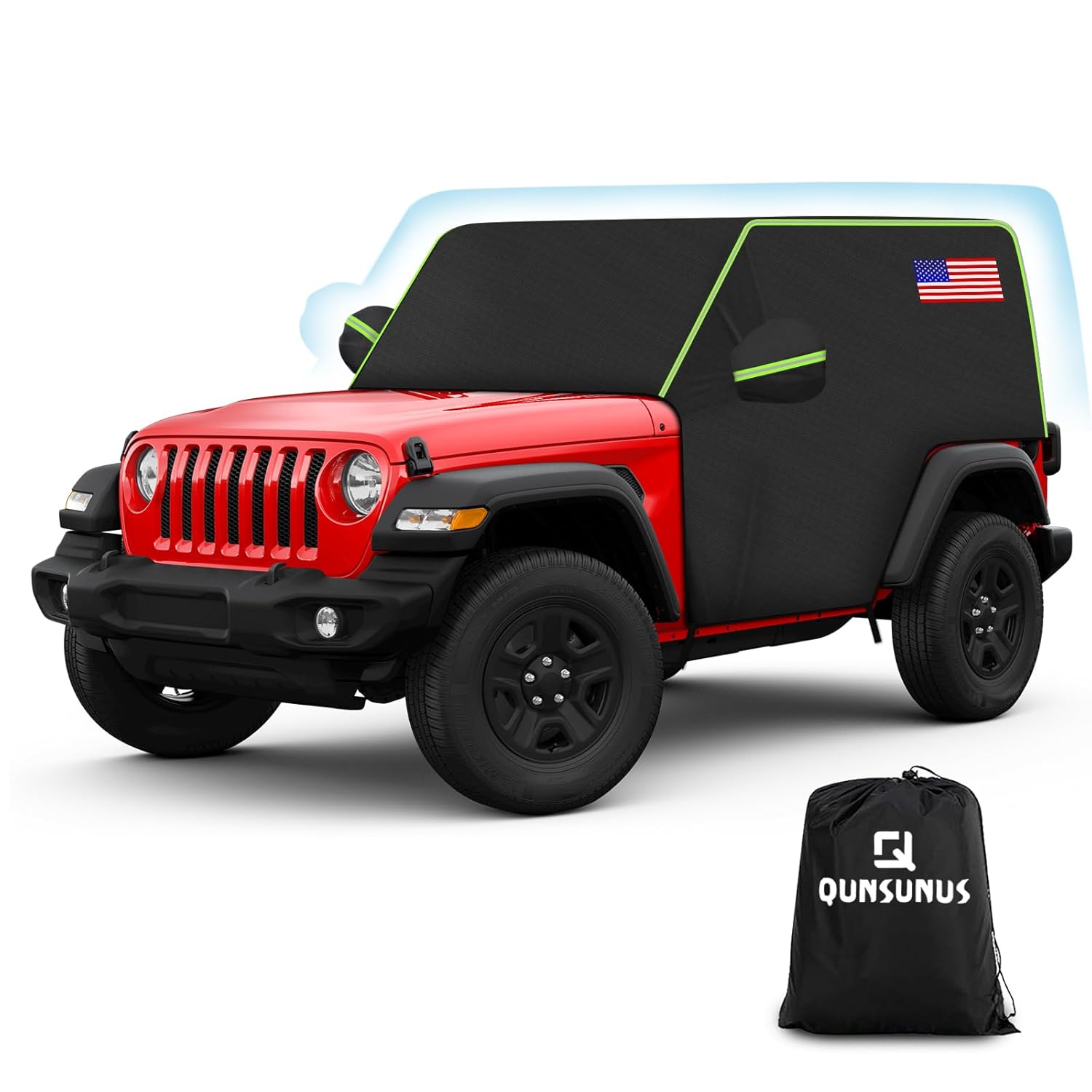 QUNSUNUS Cab Cover for Jeep JK JL 2 Door Car Half Cover with Cotton Liner and Straps Outdoor