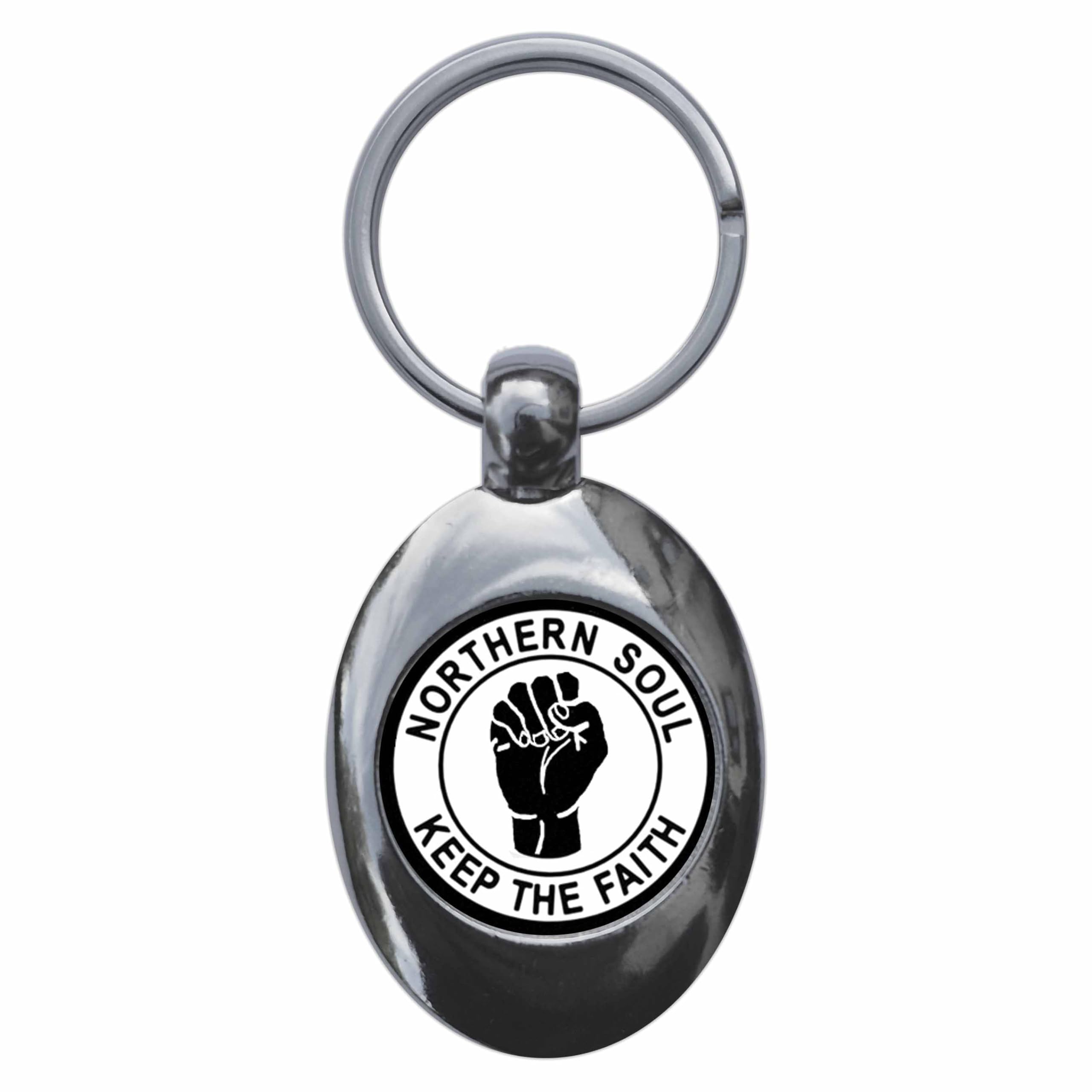 Ozorath NORTHERN SOUL KEEP THE FAITH TROLLEY COIN KEYRING KEYCHAIN KEY RING CHAIN