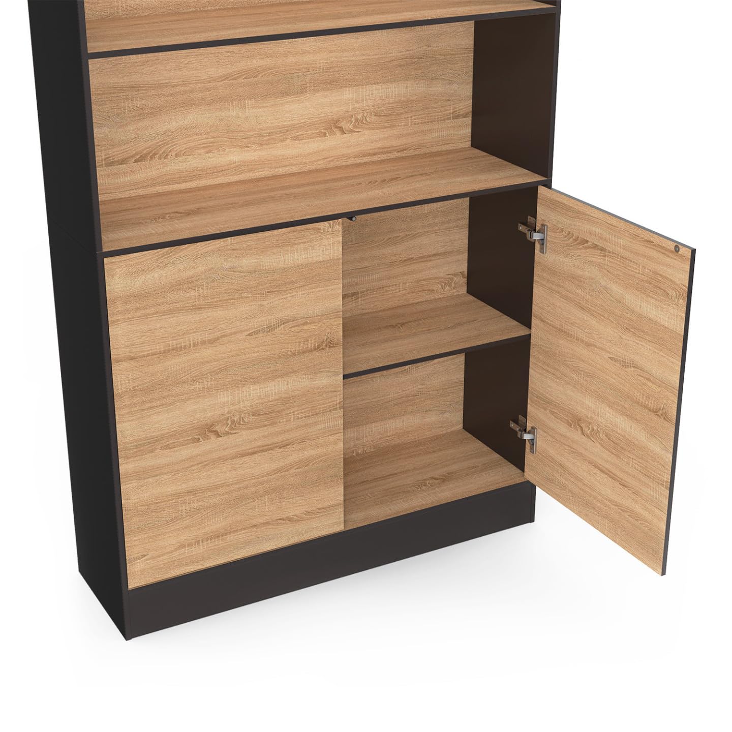 IDMarket - Carla 3 niveles XXL 1 armario negro y efecto madera H.190 cm