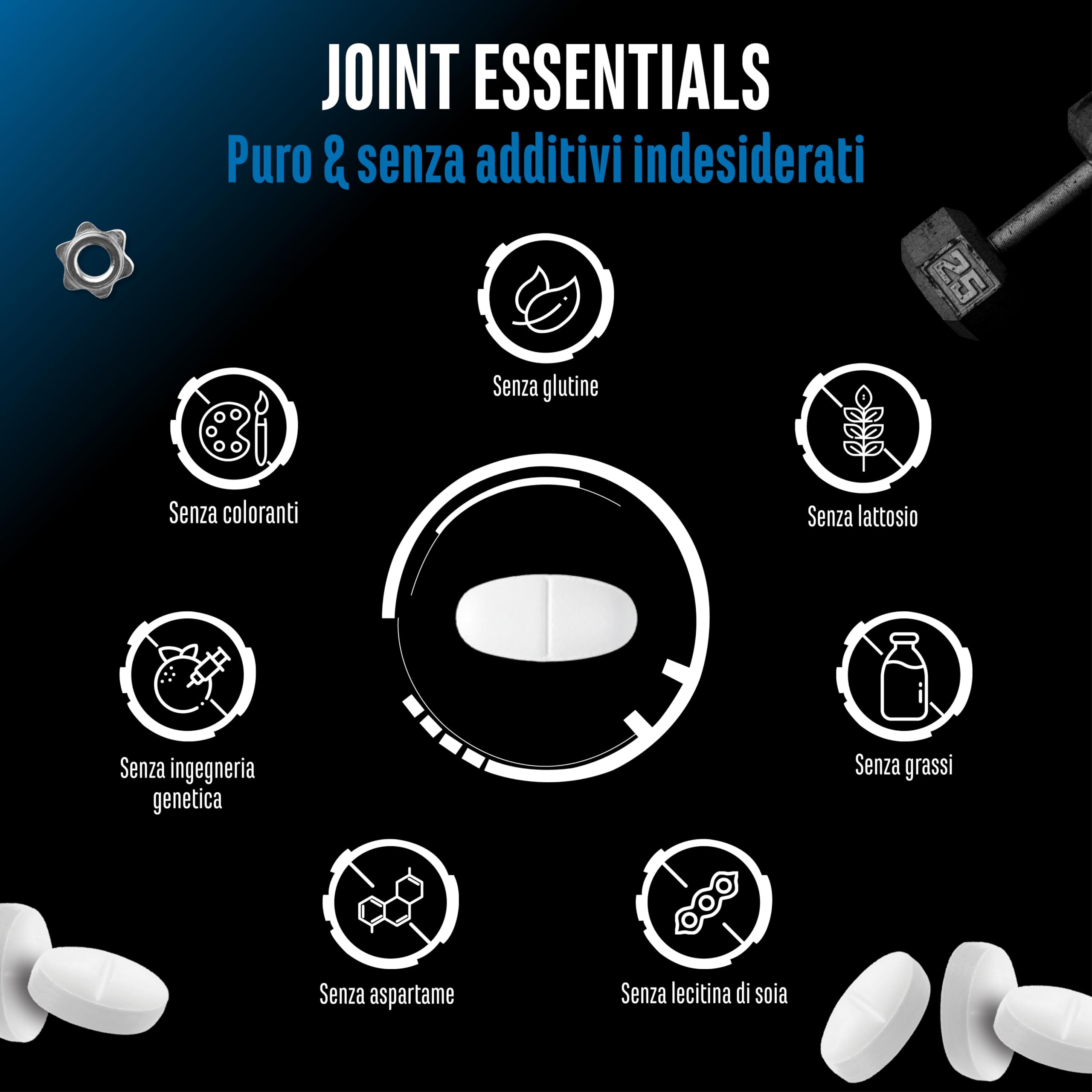 Joint Essentials – Integratore per le articolazioni con Collavant® N2 collagene di tipo II – Glucosamina + Condroitina + MSM + Acido ialuronico + Vitamina C + Cissus + Incenso – 180 compresse