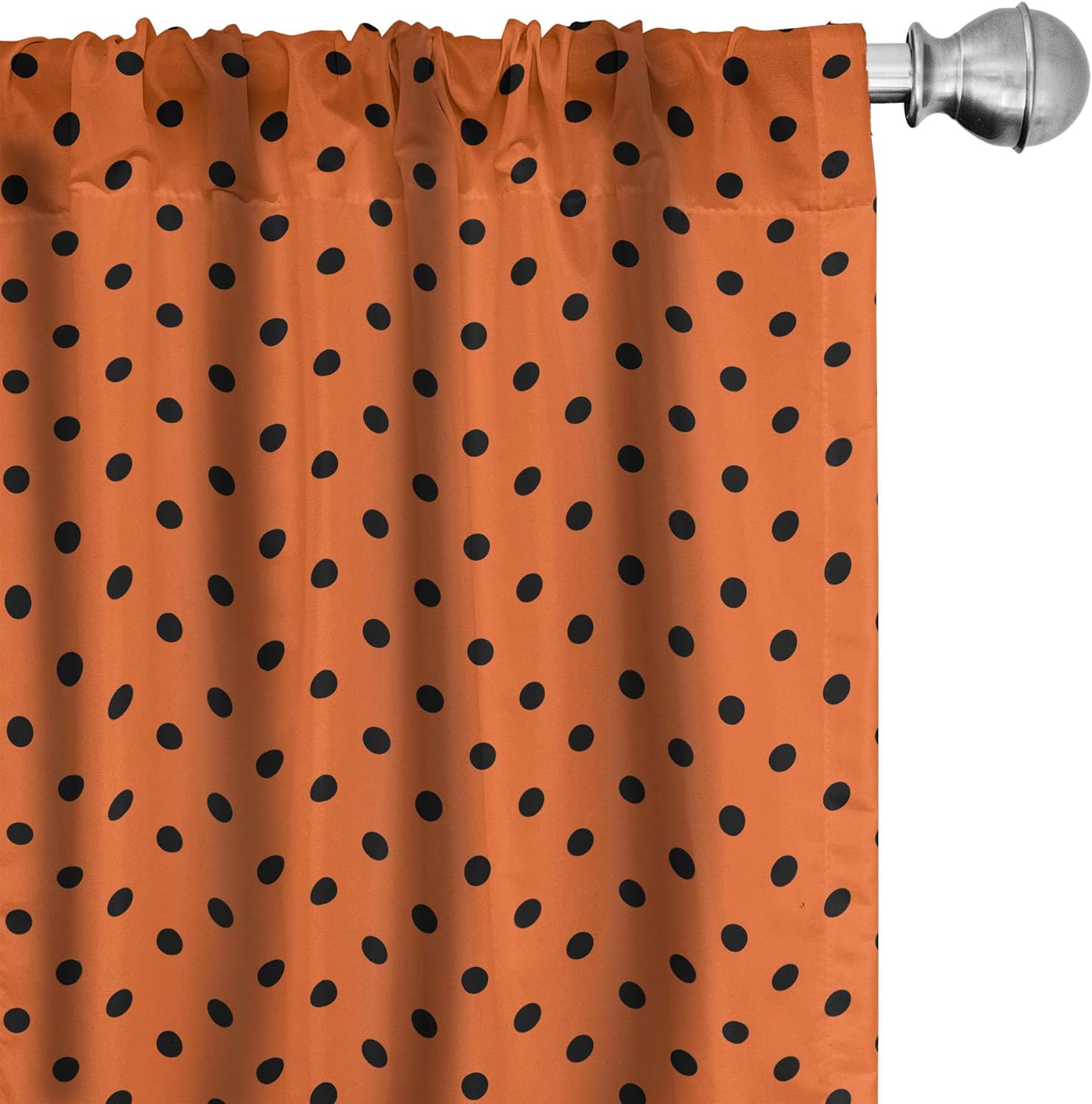 Ambesonne Orange Curtains, Vintage Retro Design Little Black Polka Dots with Orange Backdrop Classical Tile, Window Treatments 2 Panel Set for Living Room Bedroom, Pair of - 28" x 95", Black Orange