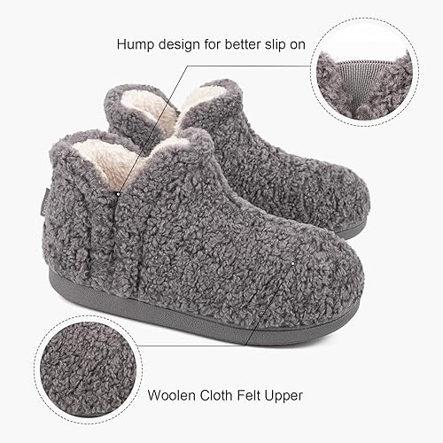 Miniatura 4 de FamilyFairy Pantuflas tipo botín para mujer, cálidas, de espuma viscoelástica, para interiores y exteriores, con suela de goma