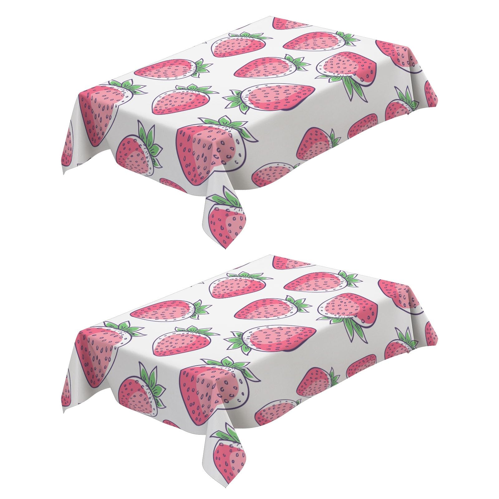 Nappe fraise rectangulaire 140x220 cm en polyester imperméable lot de 2