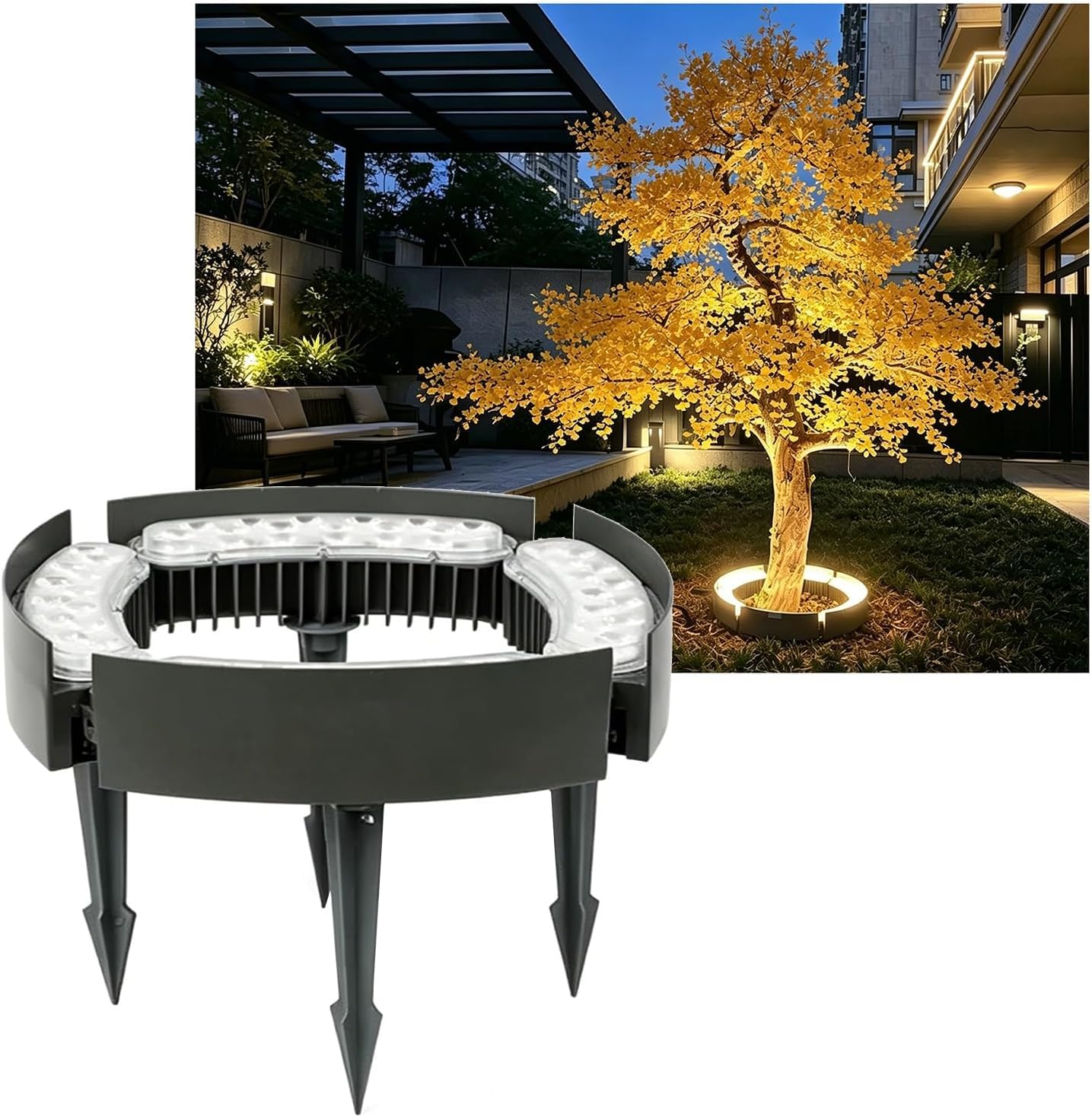 VUIKLCty DC 24V Outside Light For Palm Tree Die‑cast Aluminum Landscape Uplights For Yard Garden Decor(Rgb,4 Packs)