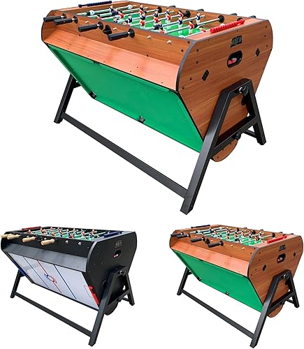 KICK Triplex 55 Varillas telescópicas 3 en 1 giratoria multijuego mesa  Juego de mesa de juego combinado  Billar, Air Hockey y futbolín para el