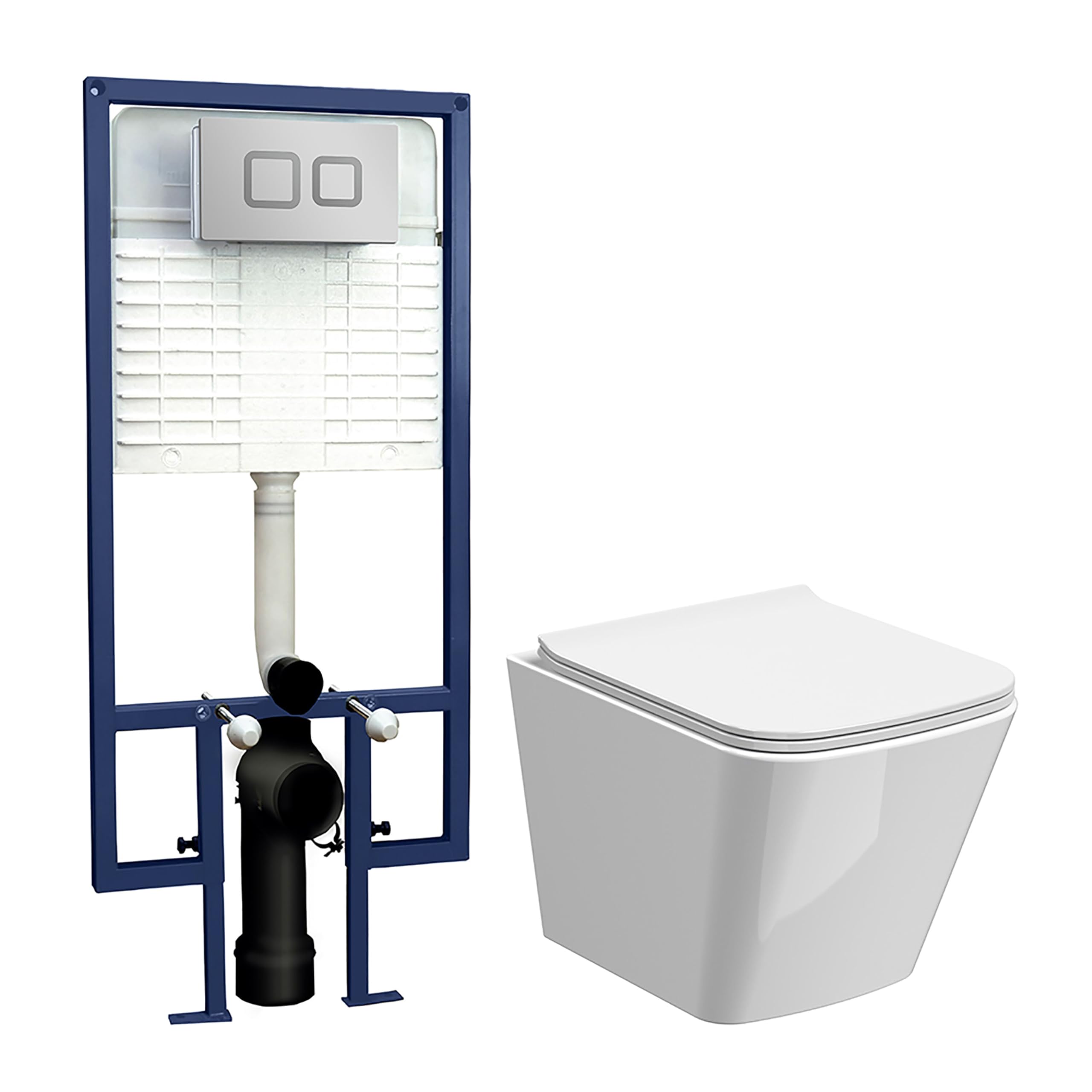 Faron Soft Square Wall Hung Toilet PanSoft Close Seat & Concealed Cistern With Square Push Button Plate325mmBalterley from B&Q