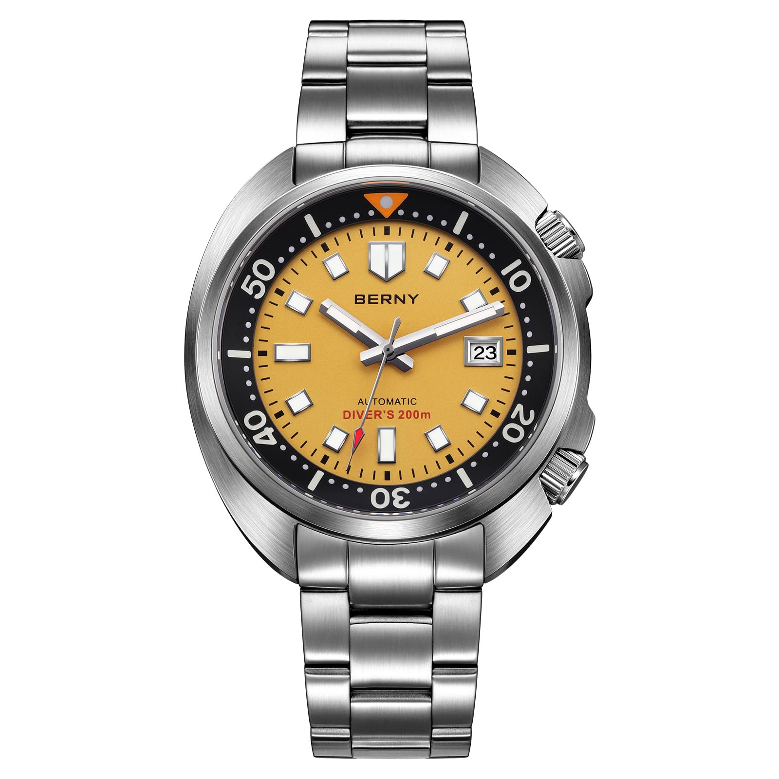 BERNY Relojes Hombres Reloj Automático 20ATM Reloj De Buceo Impermeable Reloj De Pulsera Mecánico Analógico para Hombres con Recubrimiento AR Súper Luminoso Lente De Zafiro Relojes De Moda