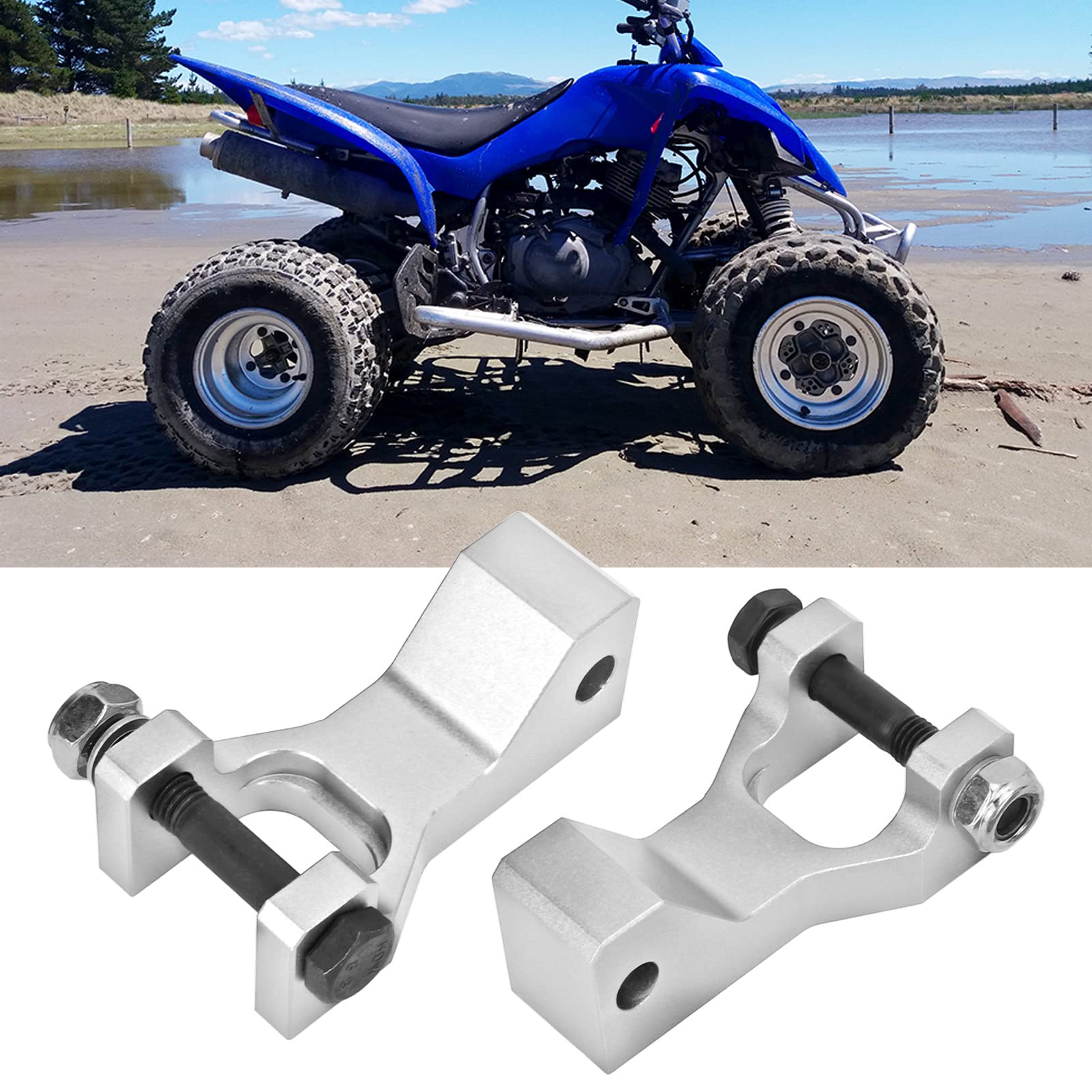 Kit de Descenso Delantero ATV, Akozon Aleación de Aluminio Caída de 3,5 Pulgadas Kit de Descenso Delantero Ajustable para 660 660R YFM660R 2001-2005(Plata)