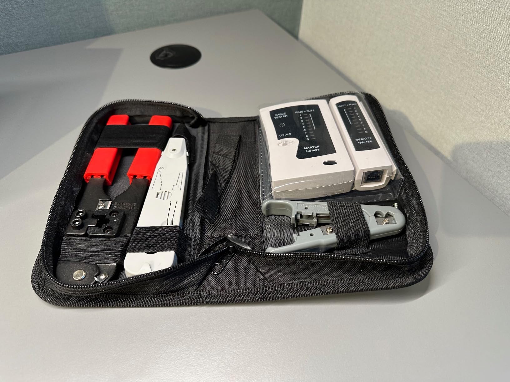 VCELINK Tester RJ45, netwerkkabeltester voor RJ45 CAT7, CAT6A, CAT6, CAT5E, CAT5 en telefoonkabel RJ11, zwart