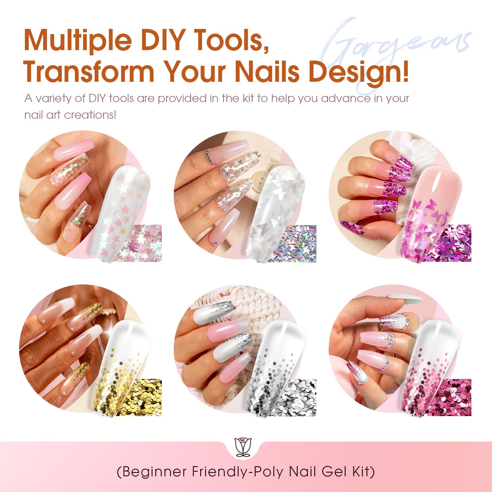 ROSALIND Kit Uñas de Gel, Gel Uñas Set con Lima Eléctrica Uñas/48W UV Lámpara, 14 Colores Geles de Extensión Completo con Base Top Coat, Nail Extention para Principiantes