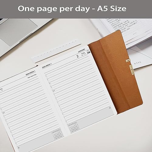 Miniatura 5 de Agenda diaria 2026  Agenda de calendario diario (enero a diciembre de 2026), una página por día, libro de citas por hora con ranuras de tiempo, 5.7