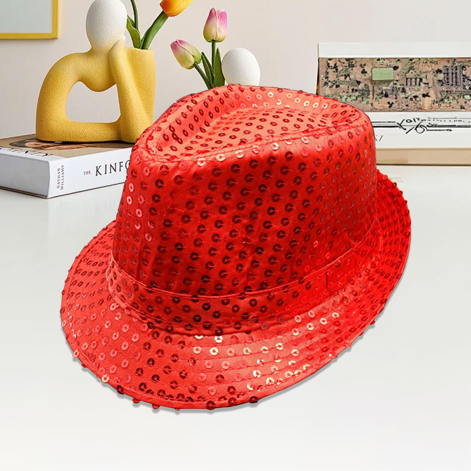 AWAVM Costume Hat for Boy Girls Western Jazz Dance Hat Red, S-L - Image 4