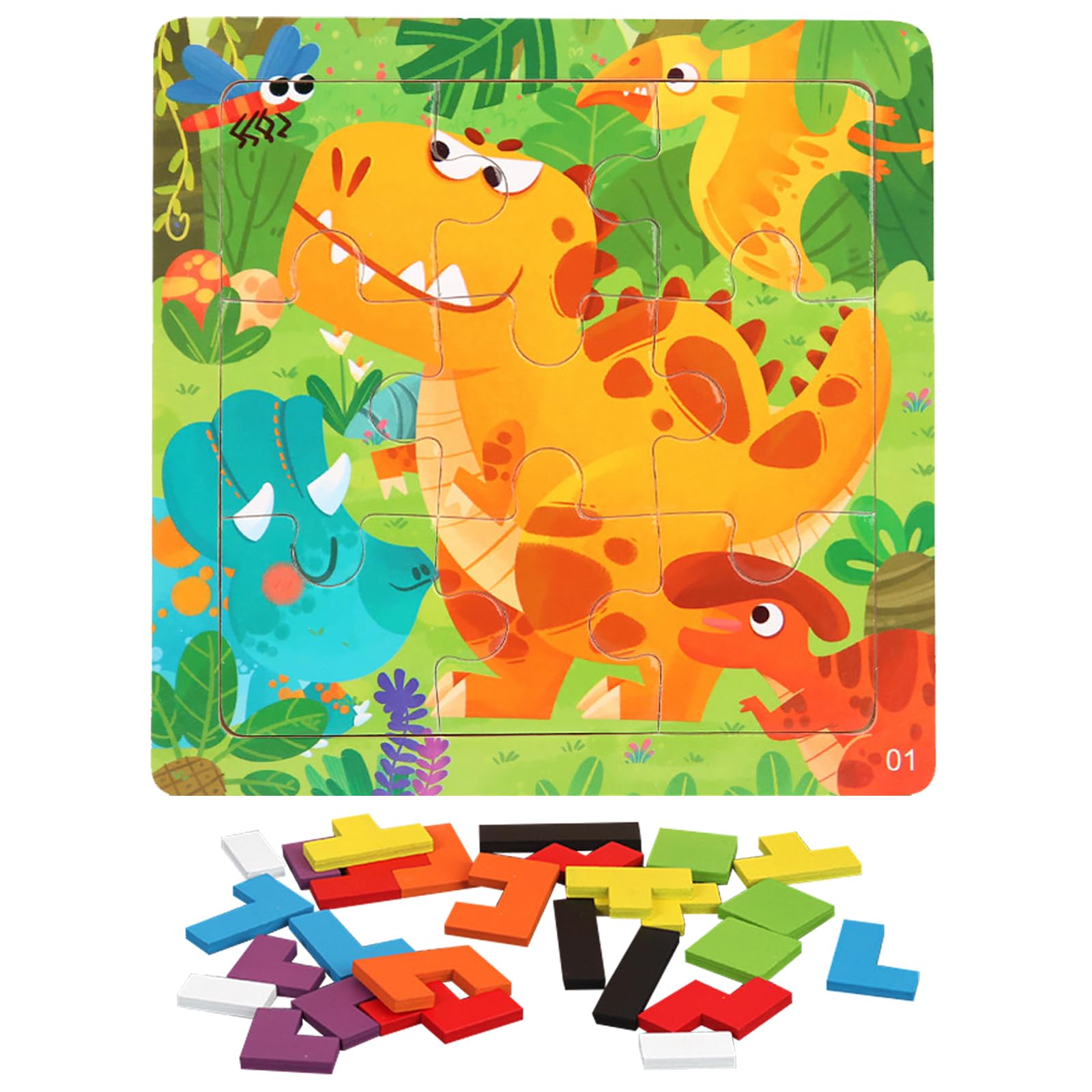 TYXHXTF 2PCS Wooden Intelligence Puzzle, Jigsaw Puzzles, Wooden Puzzle Tangram Brain Teasers Jigsaw, Educational Toys