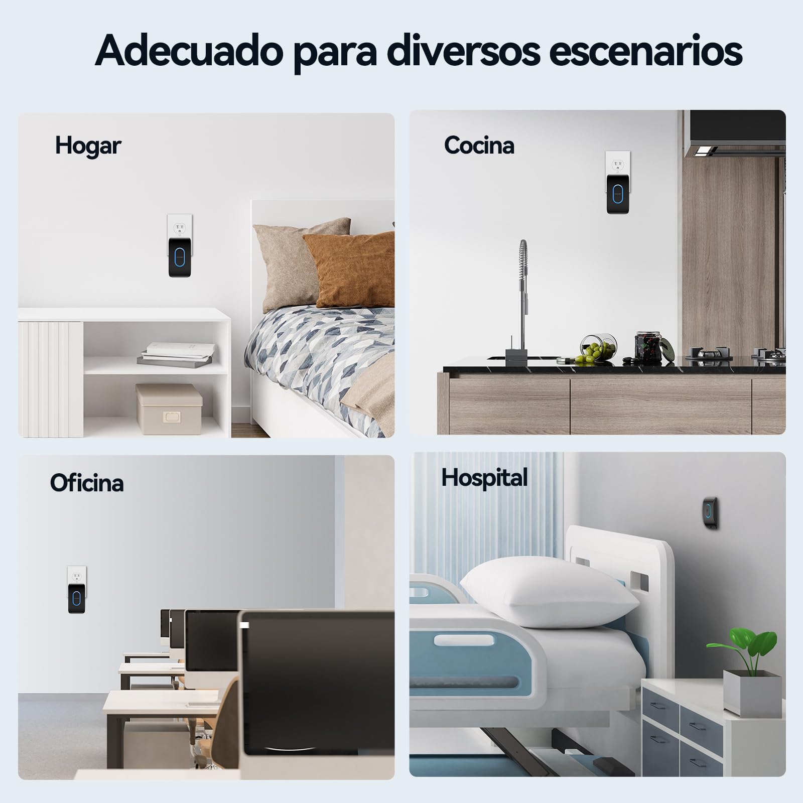 TECKNET Timbre Inalámbrico Exterior Impermeable con 3 Receptores Enchufables, IP65 Impermeable Doorbell 400M, 60 Melodías & 5 Niveles de Volumen, 3 Modos de Trabajo, Indicador LED, Negro