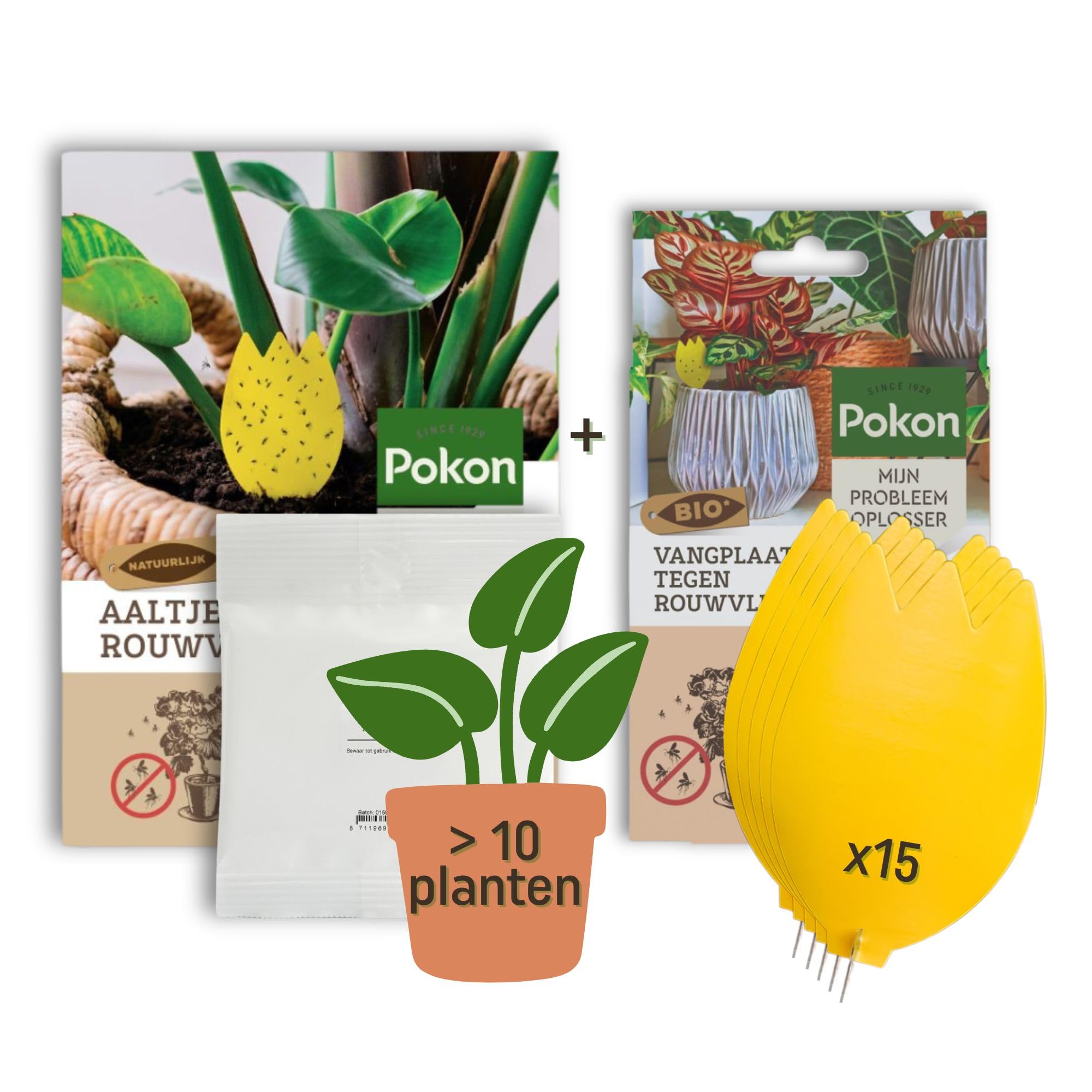 Pokon Nematoden gegen Trauermücken + Gelbtafeln - Komplettset zur Bekämpfung - Für mehr als 10 Pflanzen & 15 Bio Fangbilder - Gegen Larven & Fliegen