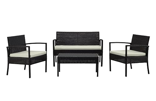 Manhattan Comfort Noli 4-Piece Patio Conversation Set, Outdoor Furniture Made