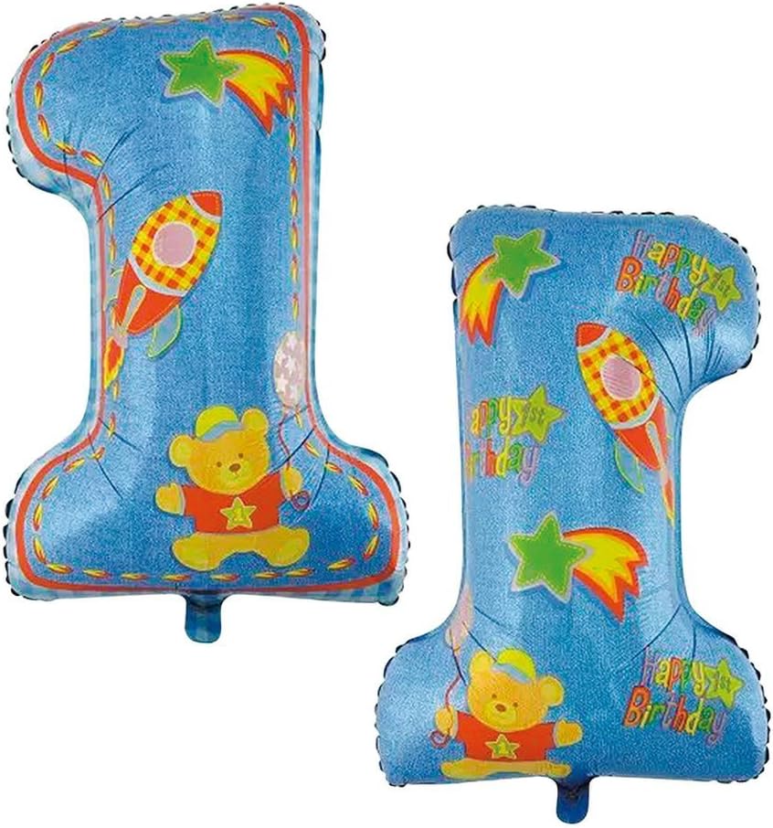 Mcolour Balloon 2Pcs Pink and Blue 34 Inch The First Birthday Party Decoration Candle Foil Balloon