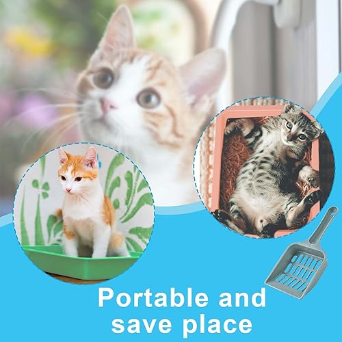 Miniatura 6 de 5 cajas de arena para gatitos, 9.65 x 7.28 x 0.98 pulgadas, caja de arena pequeña para gatos con espátula de arena poco profunda, bandeja de basura