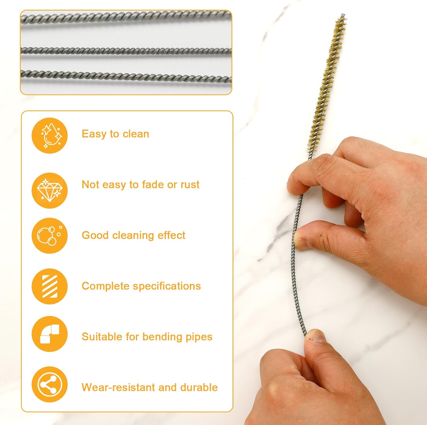 7-Piece Brass Wire Brush Kit，Stainless Steel Bottle Brush for Tube, Bottle, and Pipe Cleaning