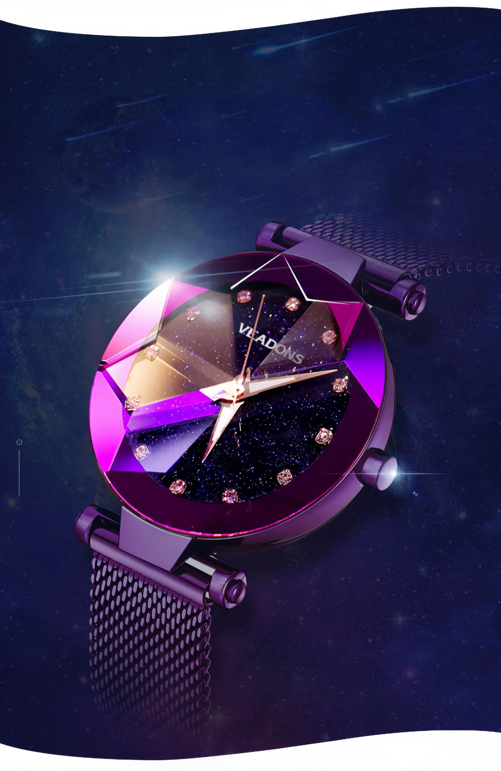 GOSASA Orologio da polso al quarzo casual da donna, stile semplice, impermeabile, cinturino in acciaio, Viola, Affari