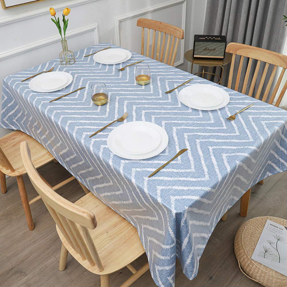Abwaschbar Tischdecke Wasserabweisend Anti Heiß Lotuseffekt Leinenoptik Tischtuch mit Pflegeleicht Fleckschutz Blau 140 × 200cm