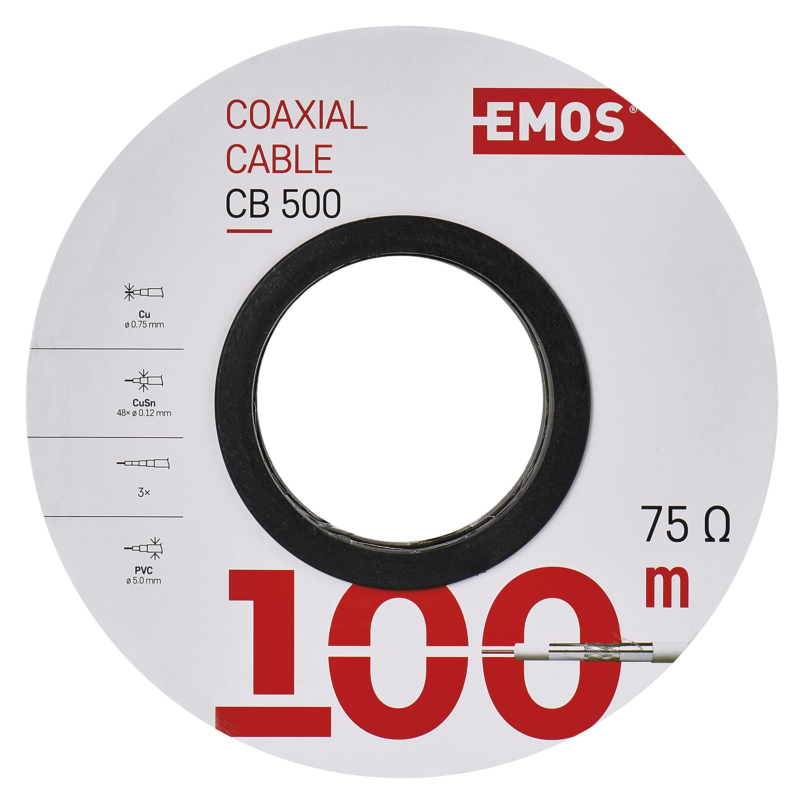 Emos Cable Coaxial CB500, 100 m